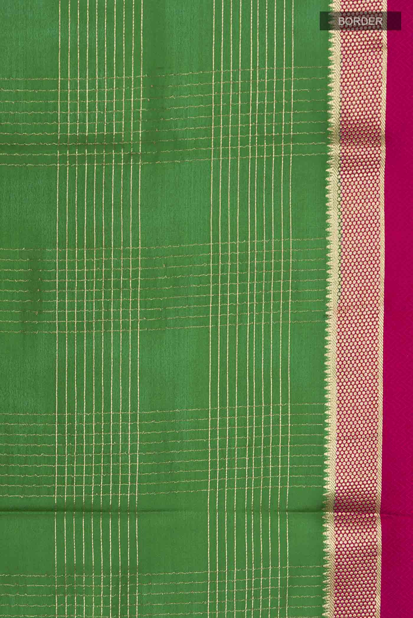 Green Mysore Crepe Saree - Image 3