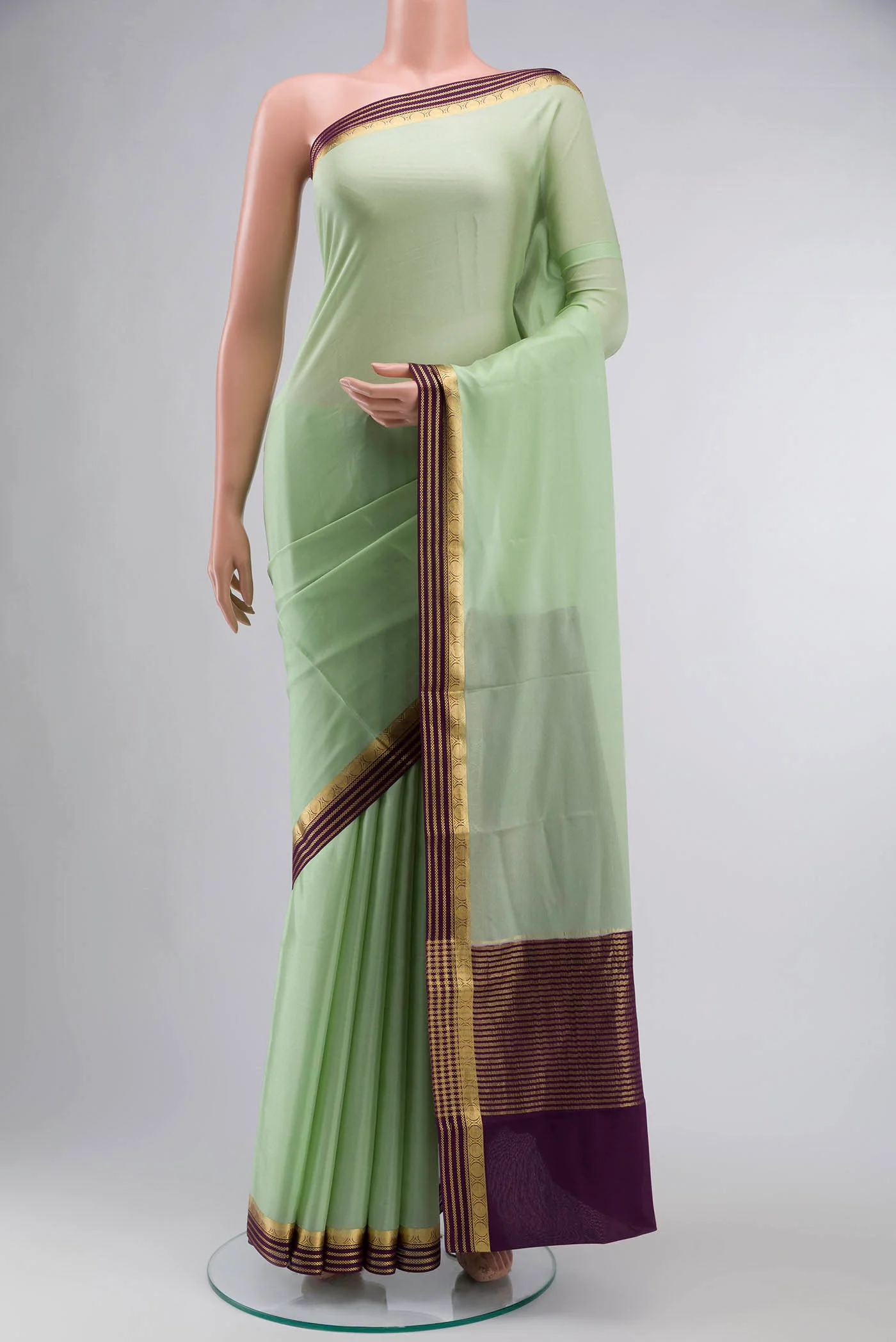 Green Mysore Crepe Saree