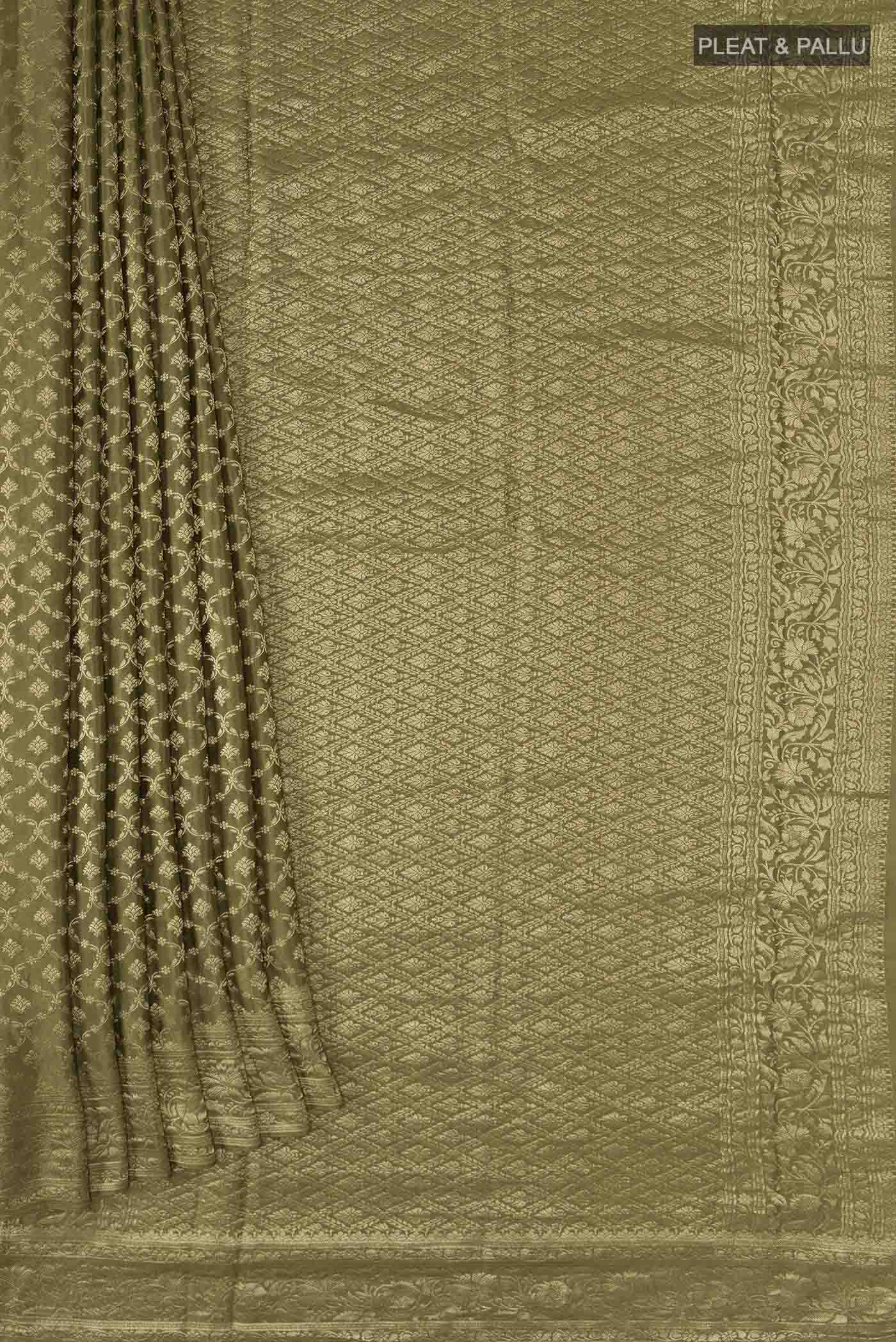 Green Mysore Crepe Saree - Image 4