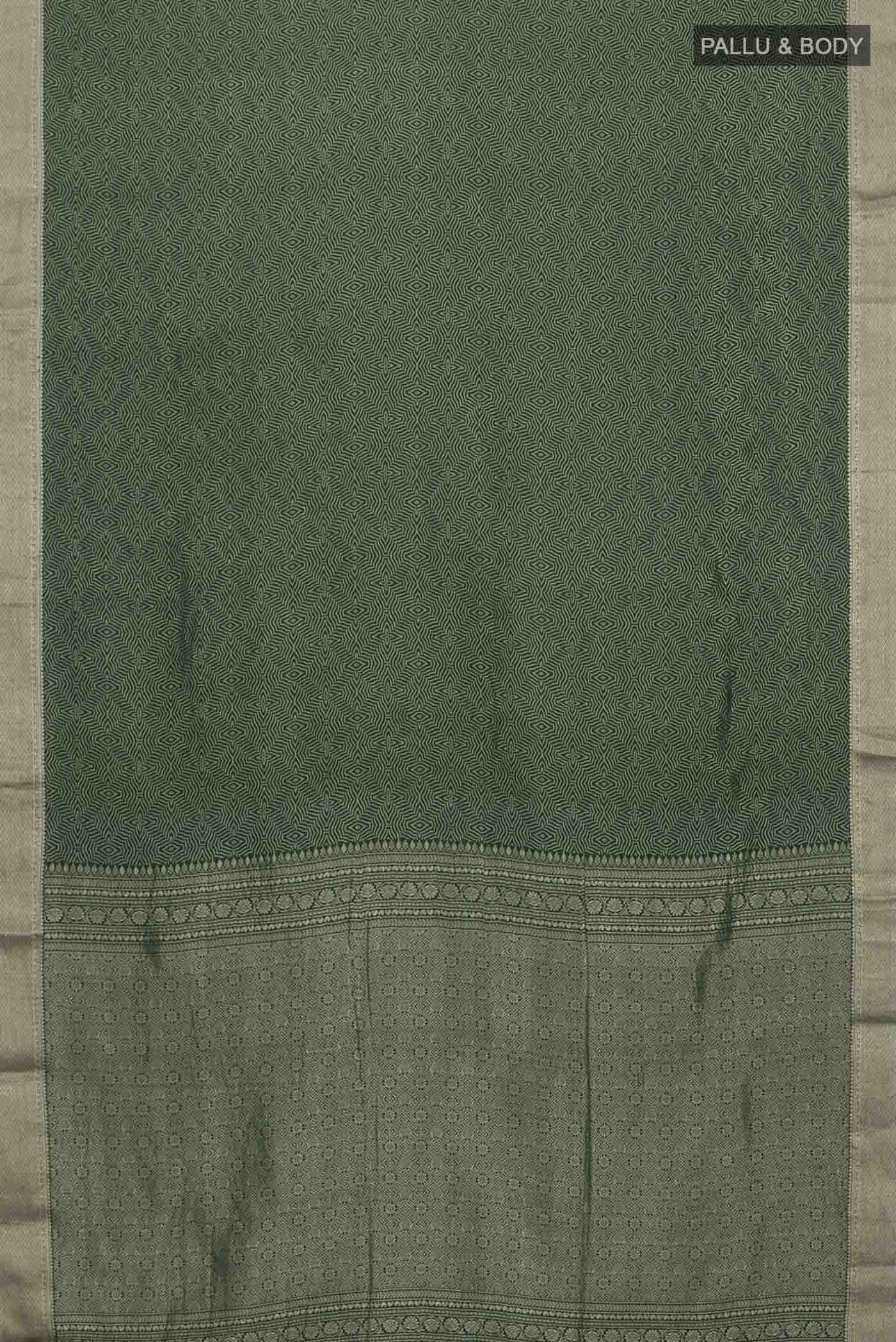 Green Mysore Crepe Saree - Image 6