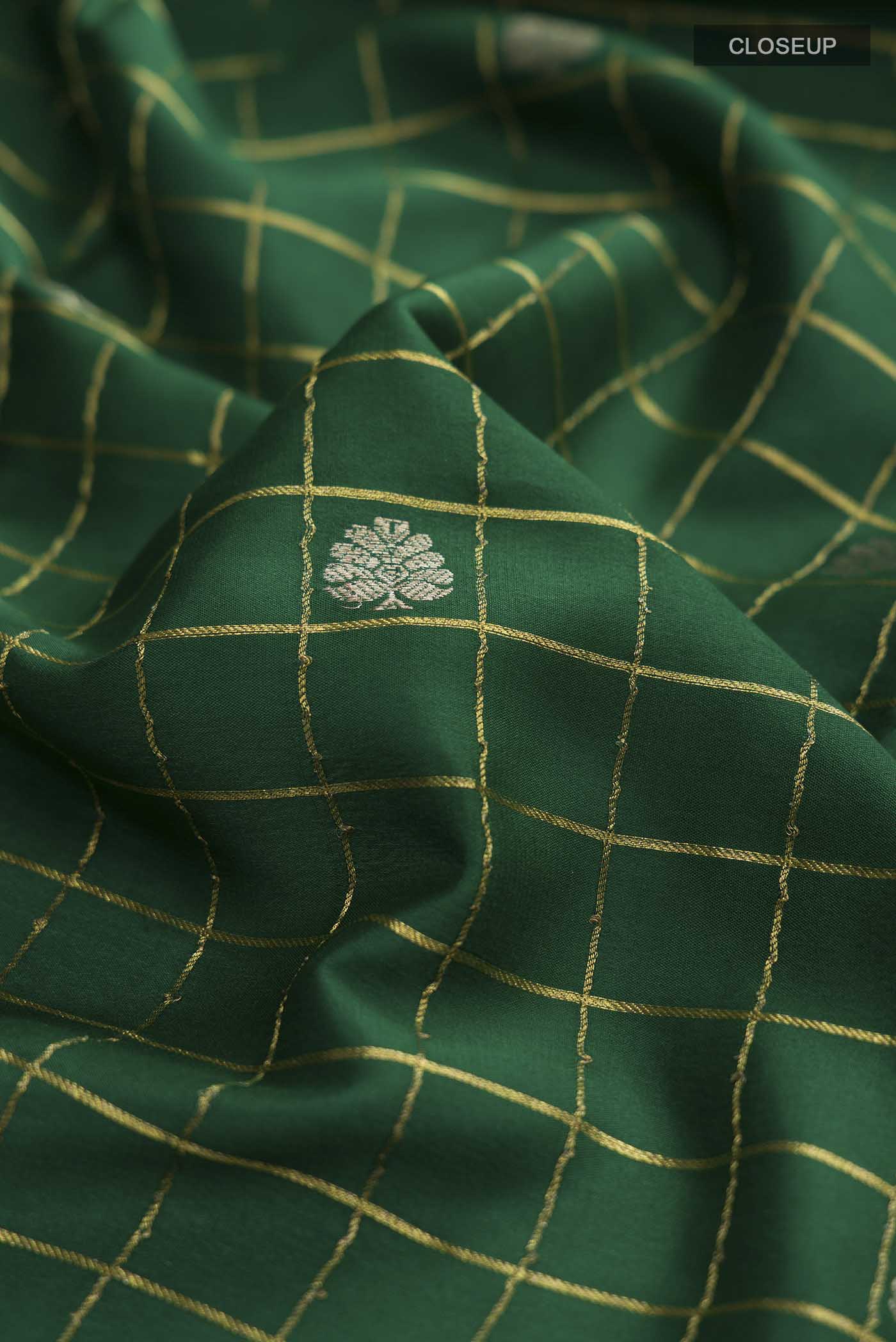 Green Mysore Crepe Saree - Image 2
