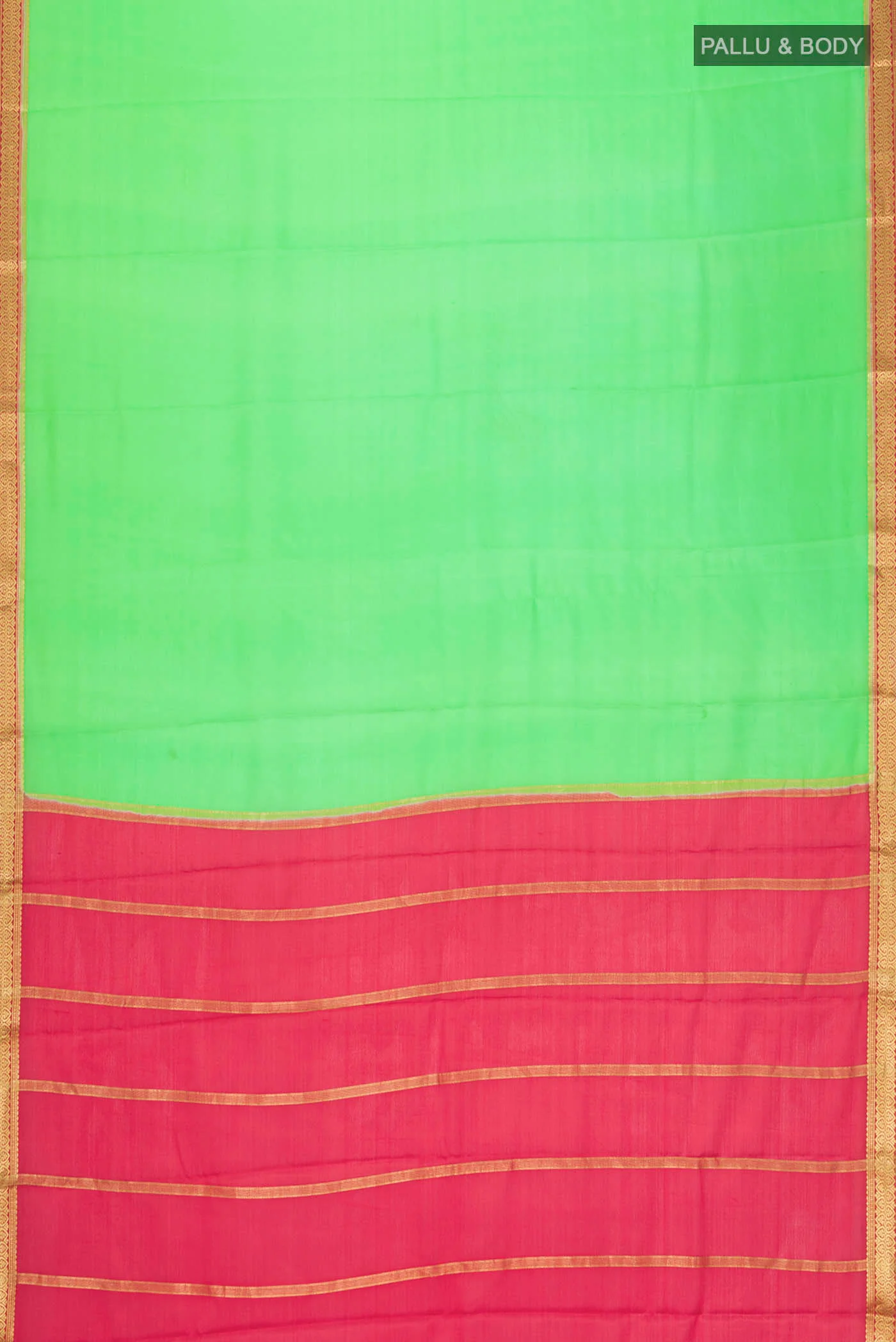 Green Mysore Crepe Saree - Image 5