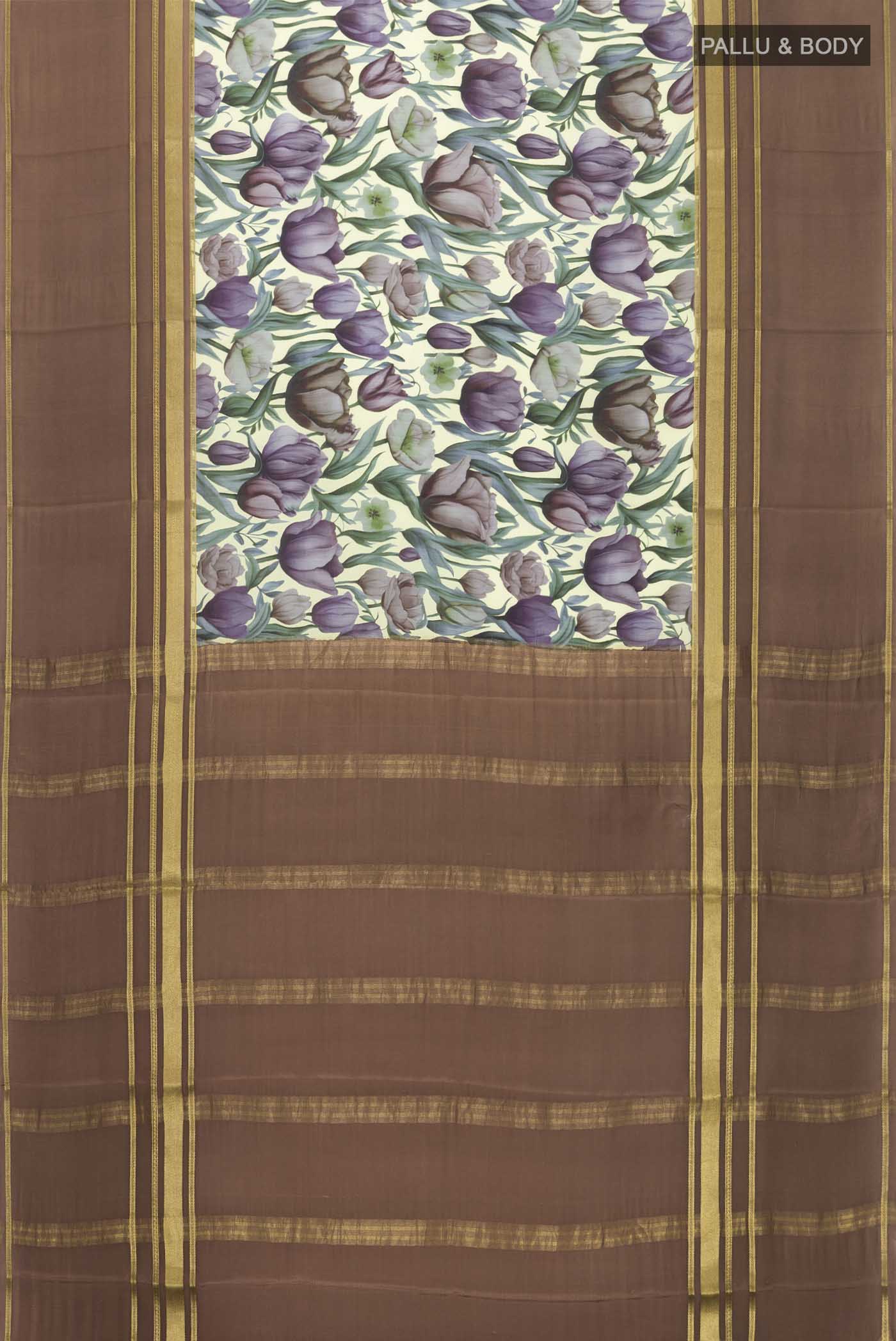 Green Mysore Crepe Saree - Image 5