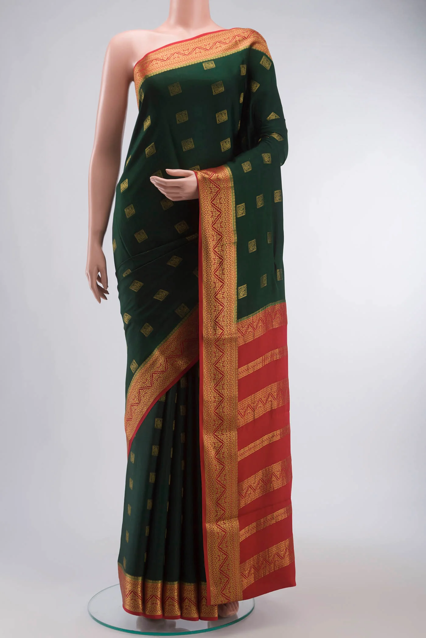 Green Mysore Crepe Saree