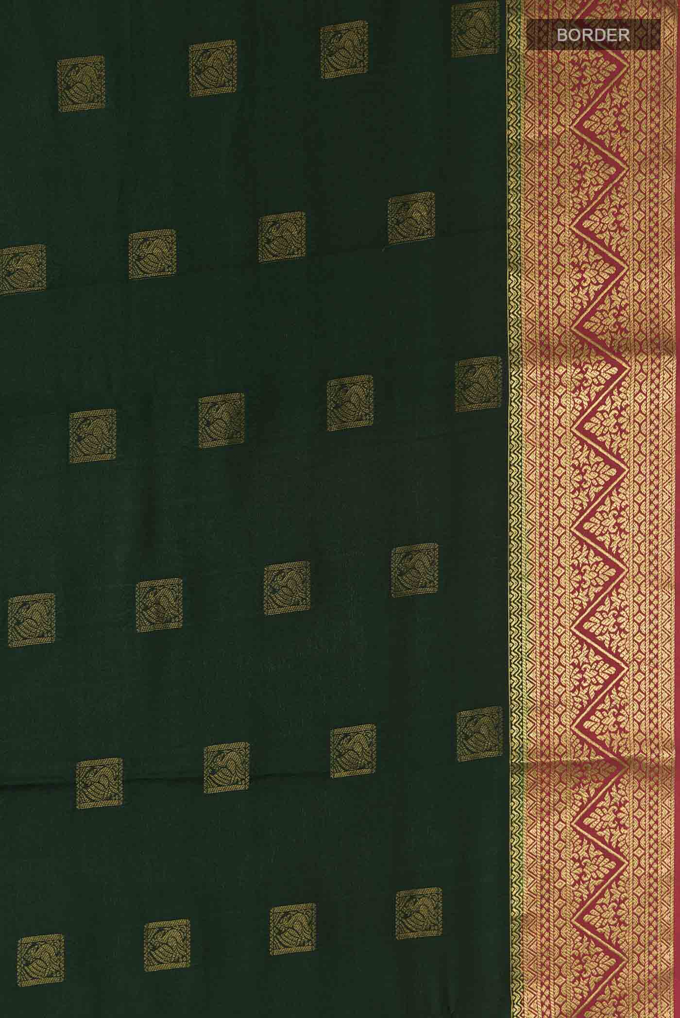 Green Mysore Crepe Saree - Image 3