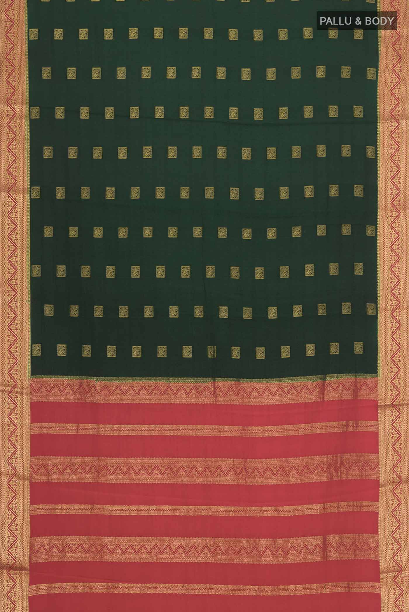 Green Mysore Crepe Saree - Image 6