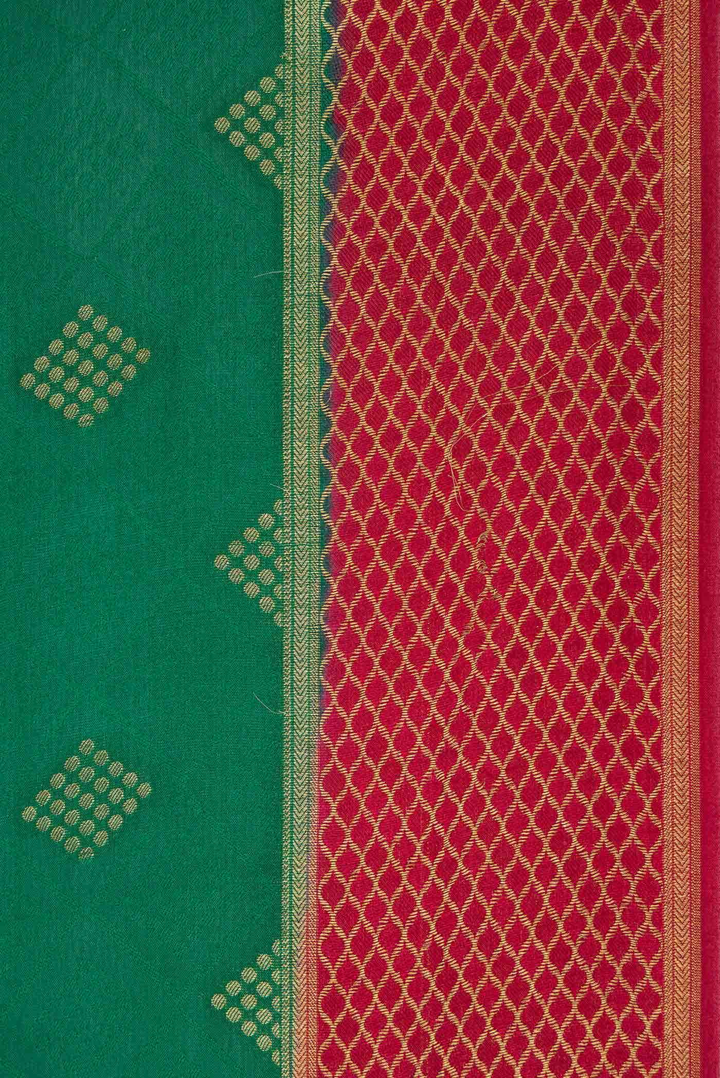Green Mysore Crepe Saree - Image 3