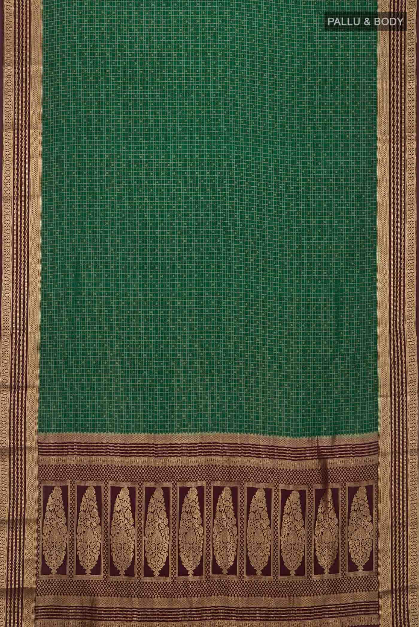 Green Mysore Crepe Saree - Image 3