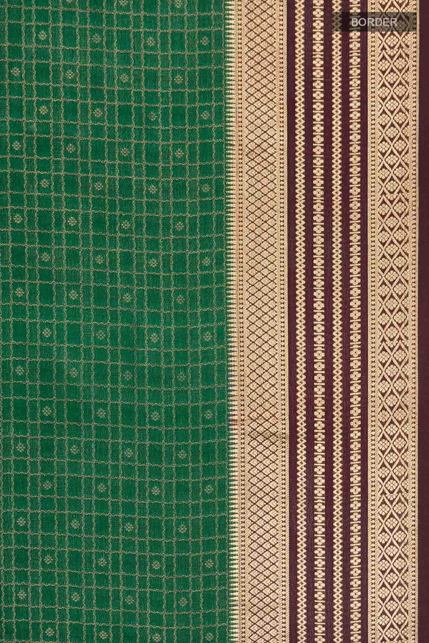 Green Mysore Crepe Saree - Image 4