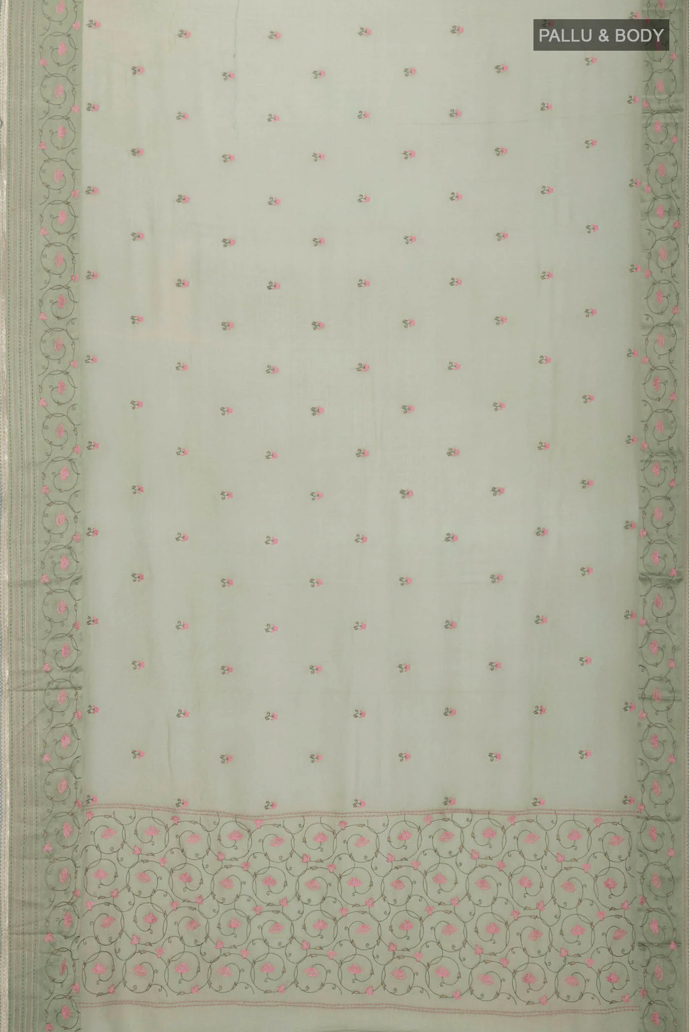 Green Mysore Georgette Saree - Image 5