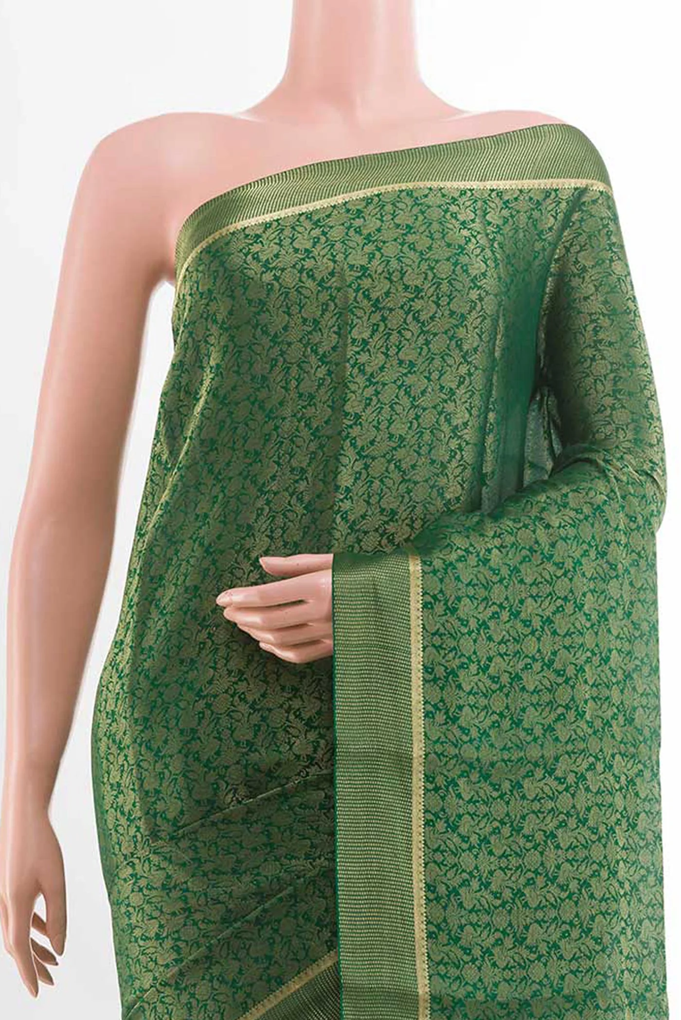 Green Mysore Georgette Saree - Image 2