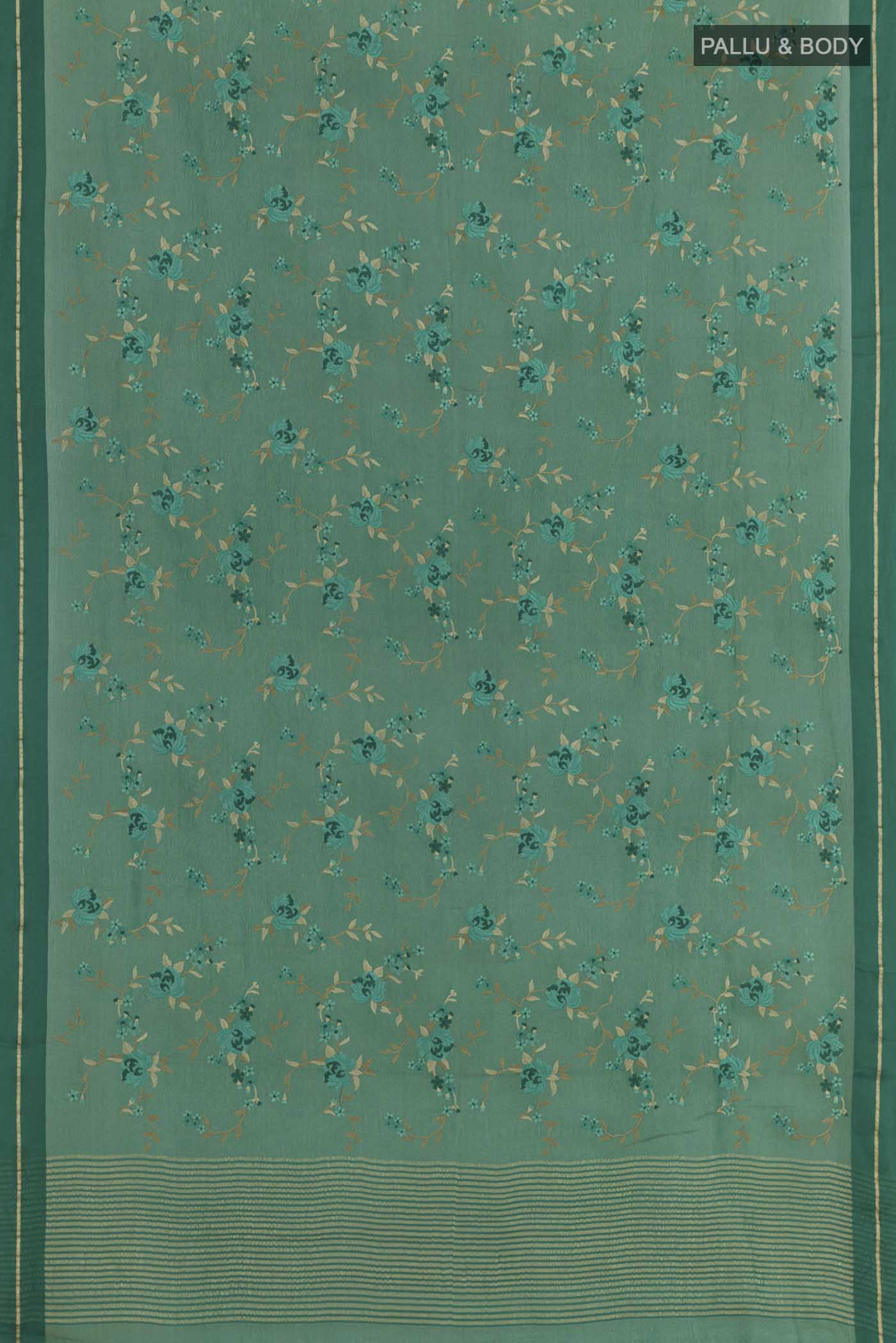 Teal Mysore Georgette Saree - Image 3