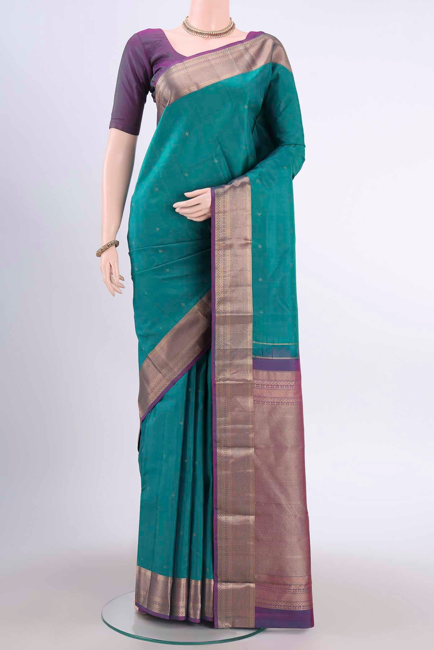 Turquoise Kanchipuram Silk Saree