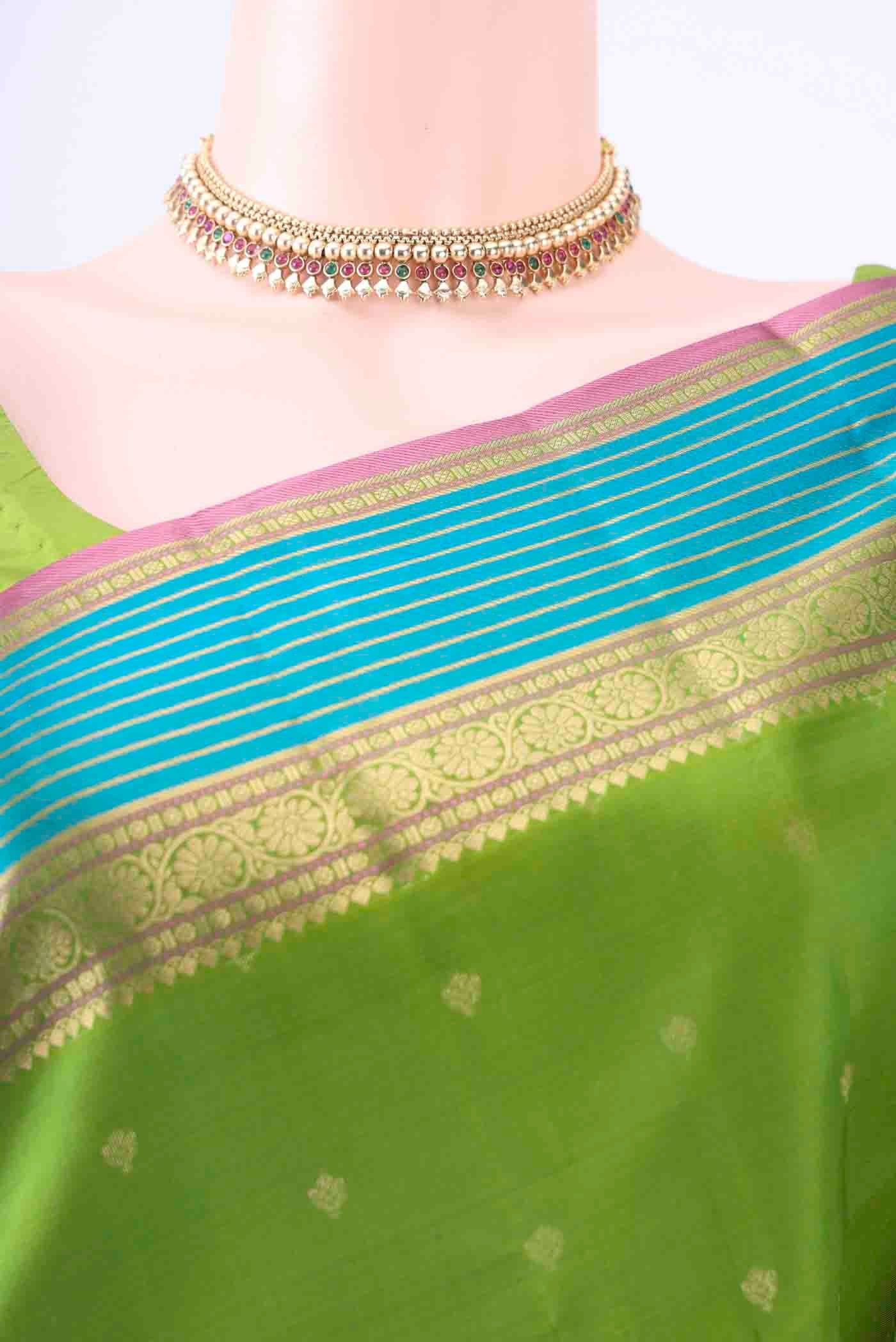 Green Kanchipuram Silk Saree - Image 2