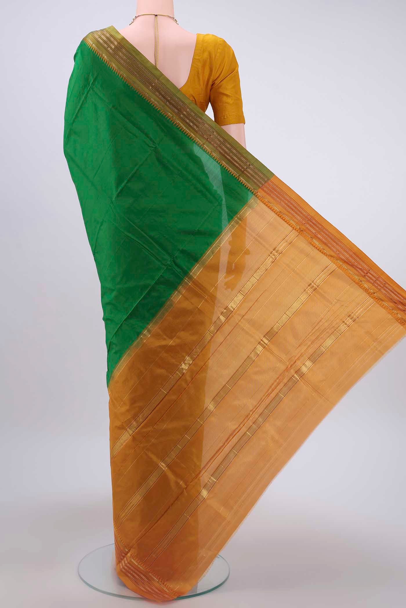 Green Narayanpet Silk Saree - Image 3