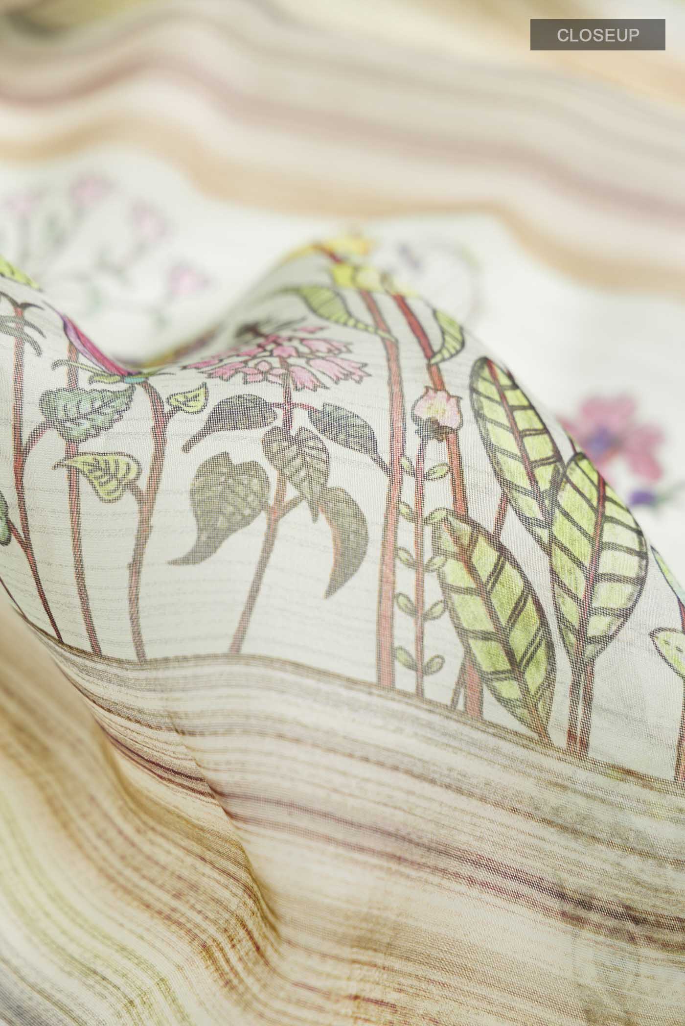 Green Organza Silk Saree - Image 2