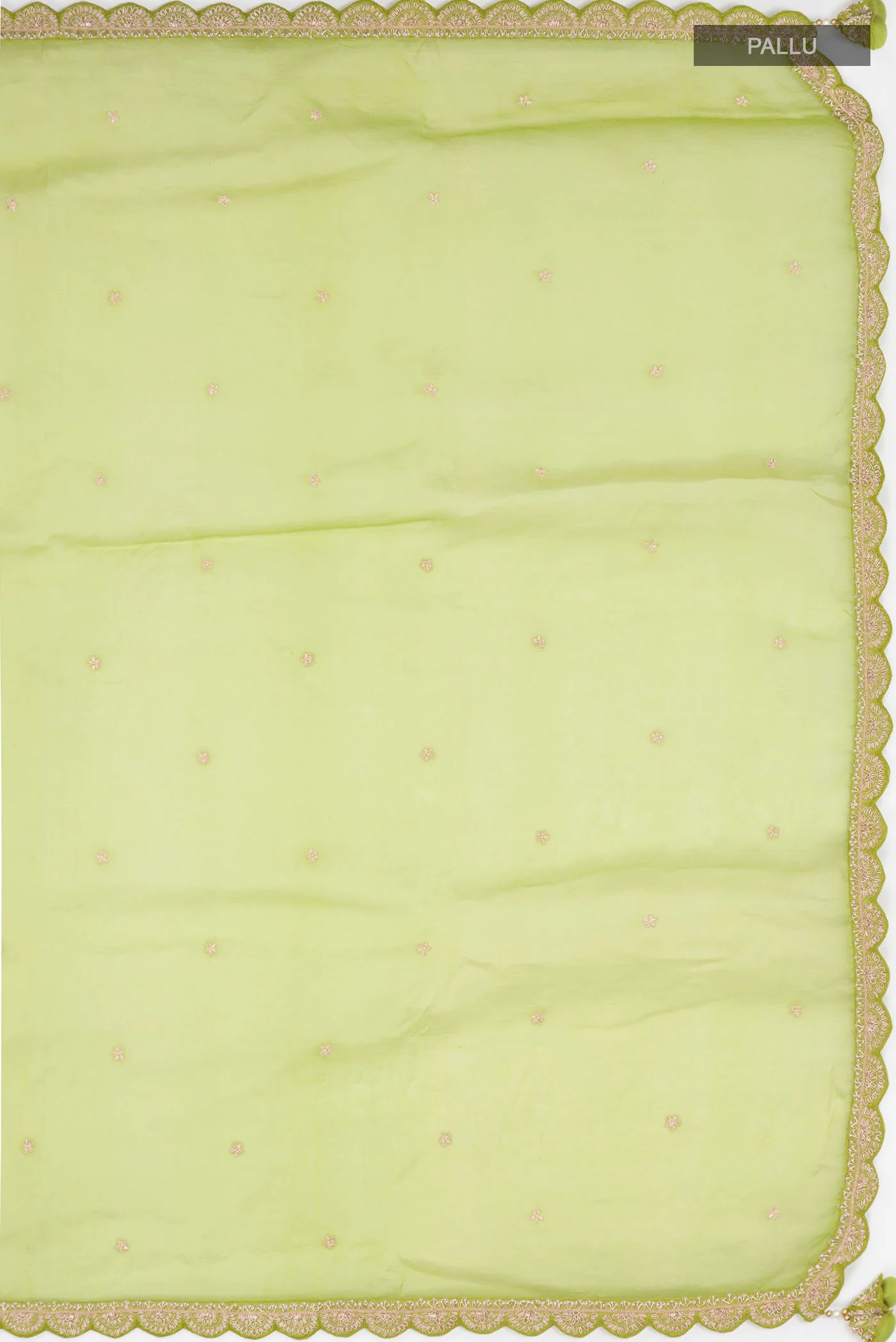 Green Organza Silk Saree - Image 3