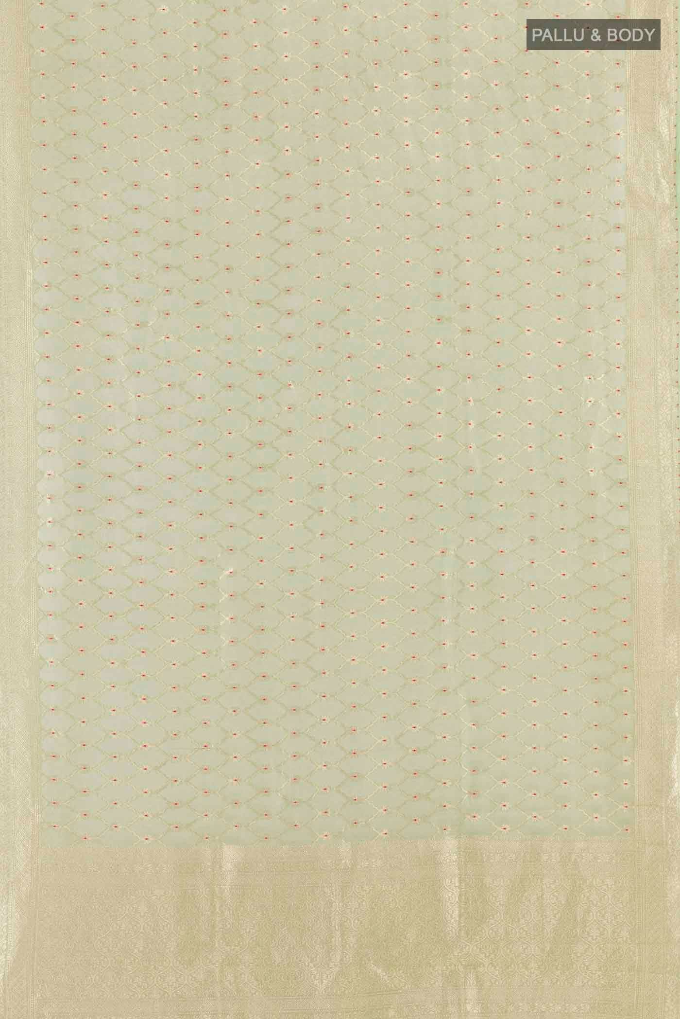 Light Green Banarasi Kora Silk Saree - Image 6