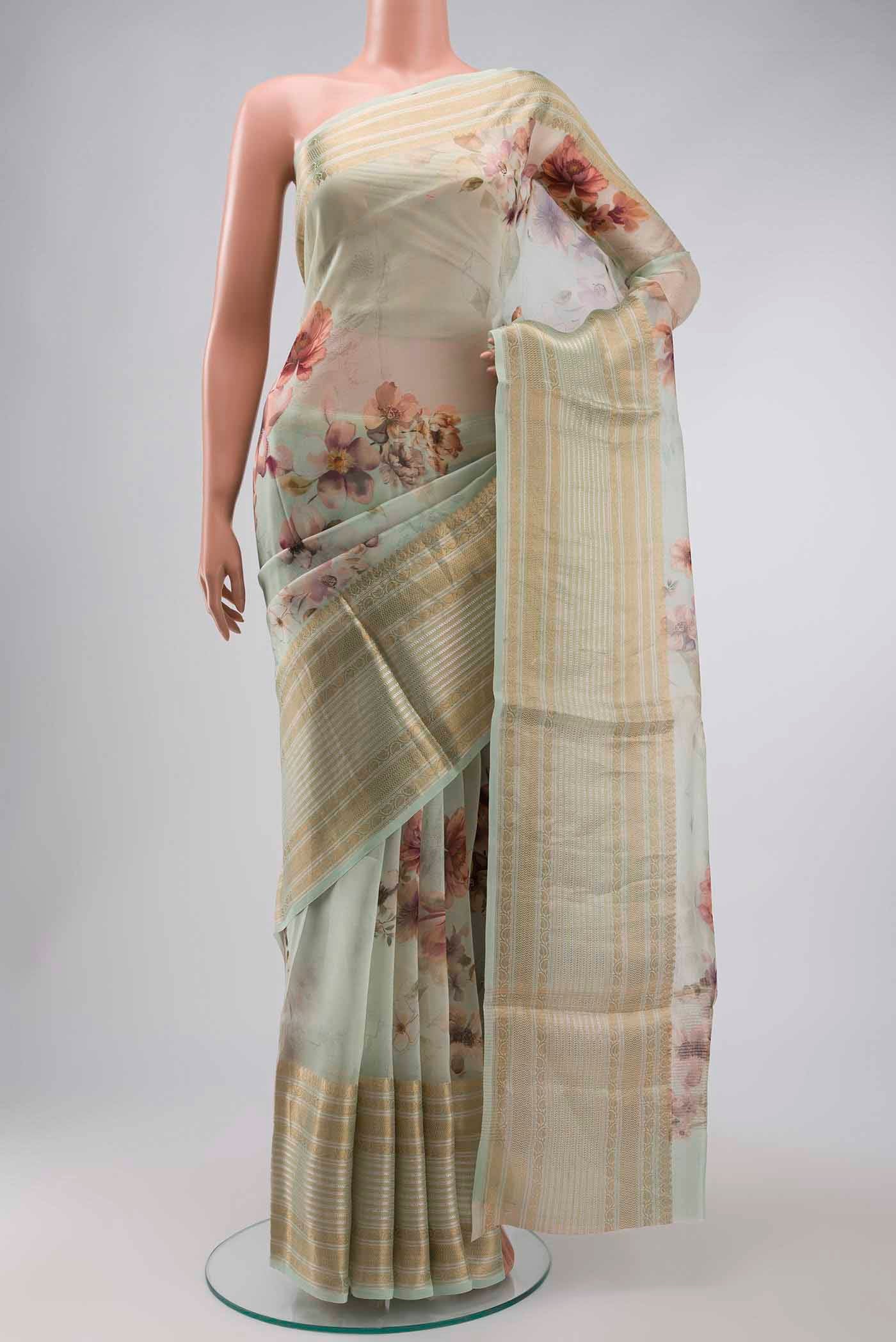 Green Organza Silk Saree