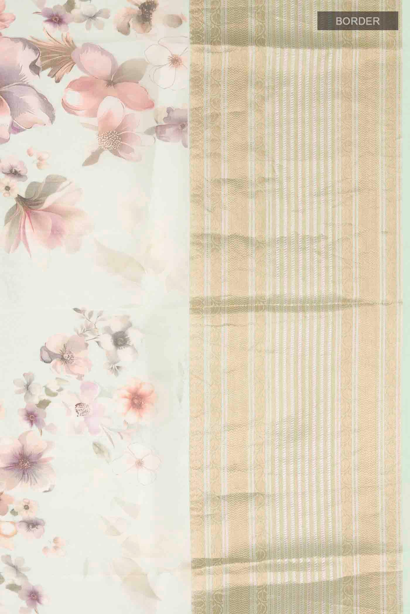 Green Organza Silk Saree - Image 3