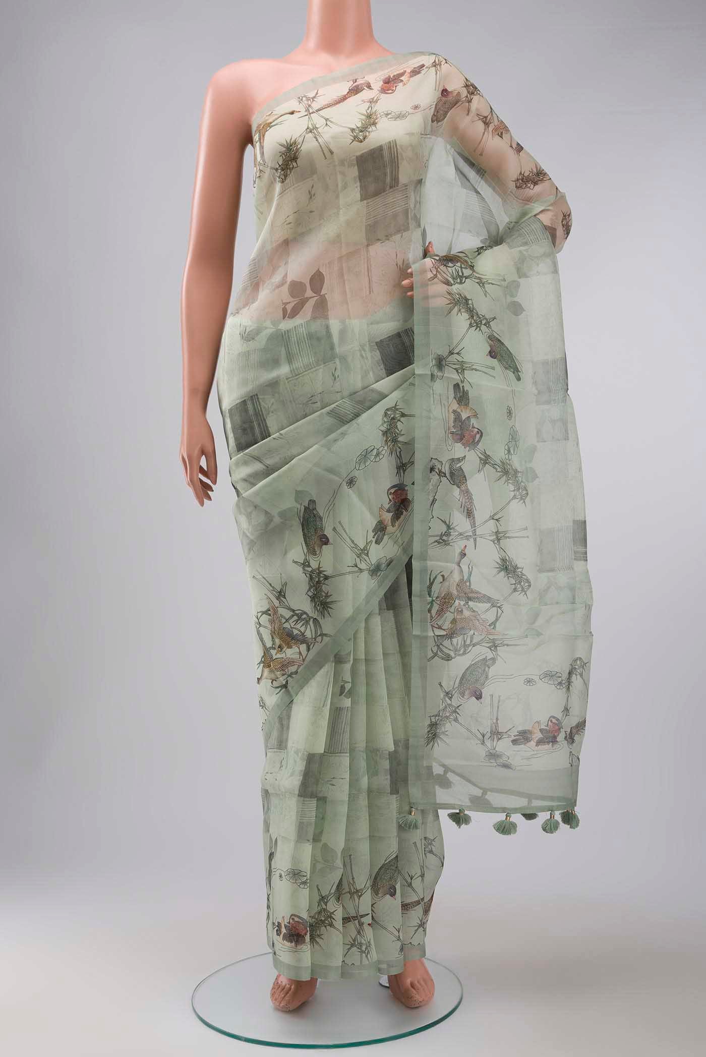 Green Organza Silk Saree