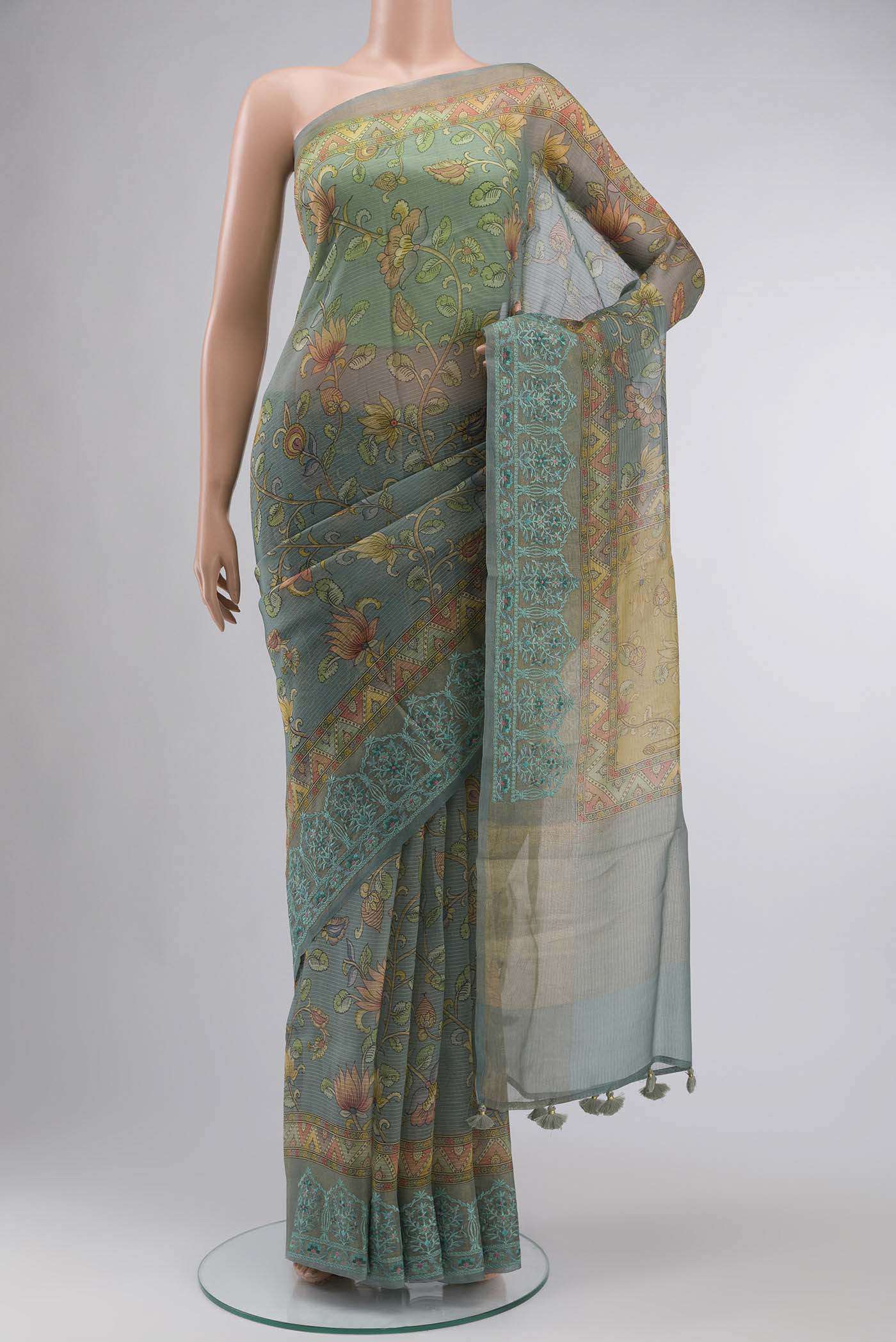 Green Organza Silk Saree