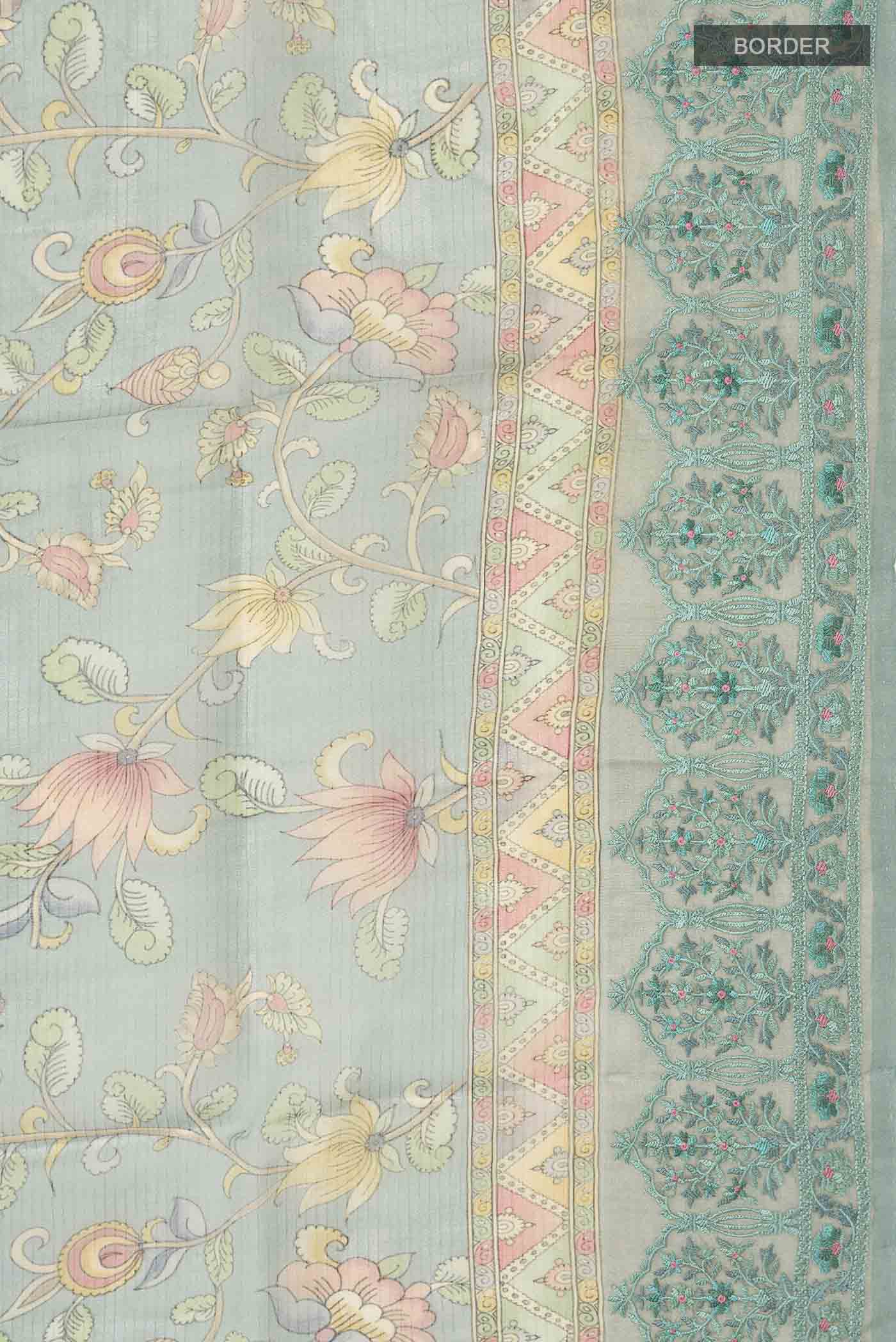 Green Organza Silk Saree - Image 3