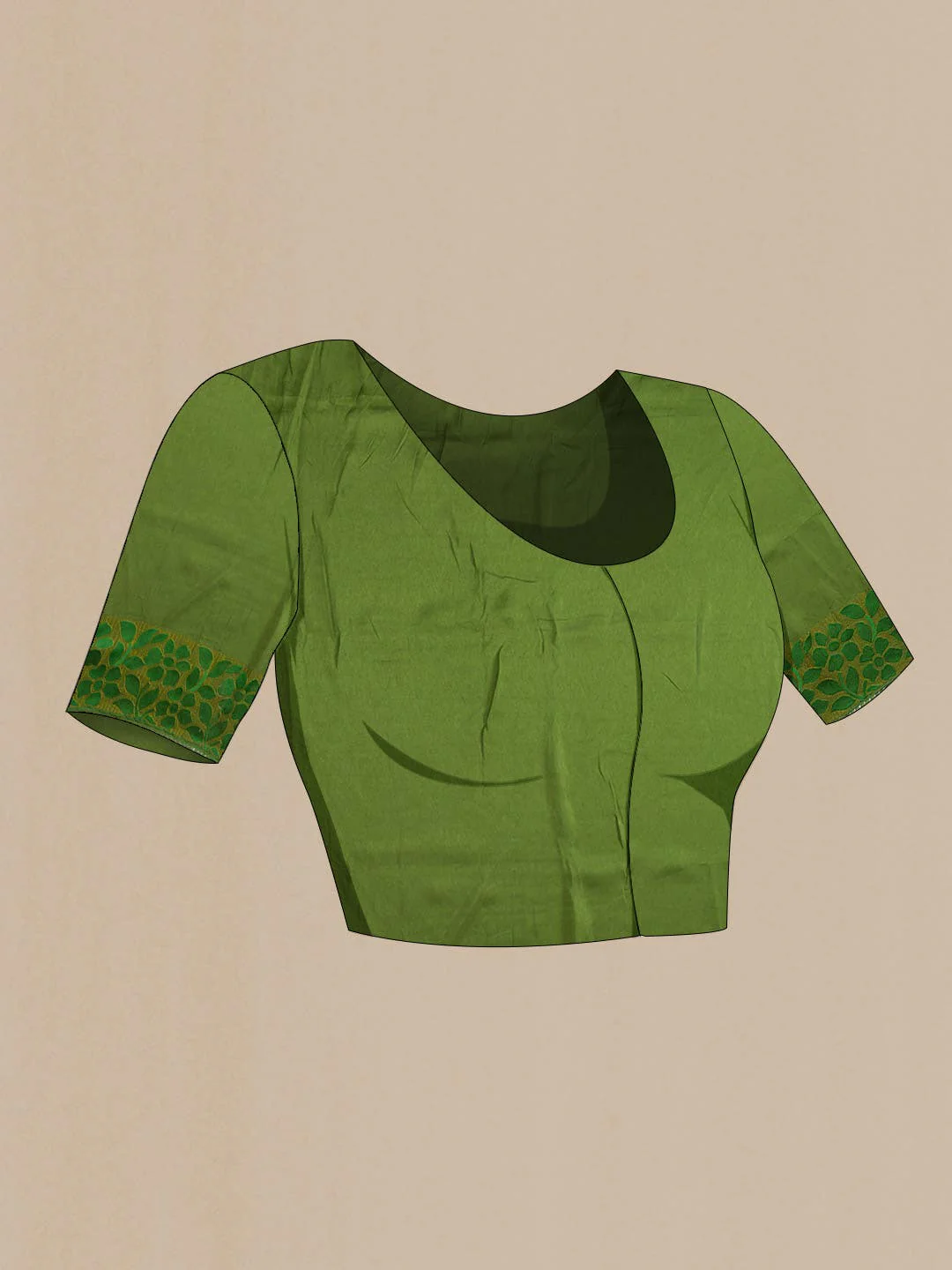 Green Organza Silk Saree - Image 6
