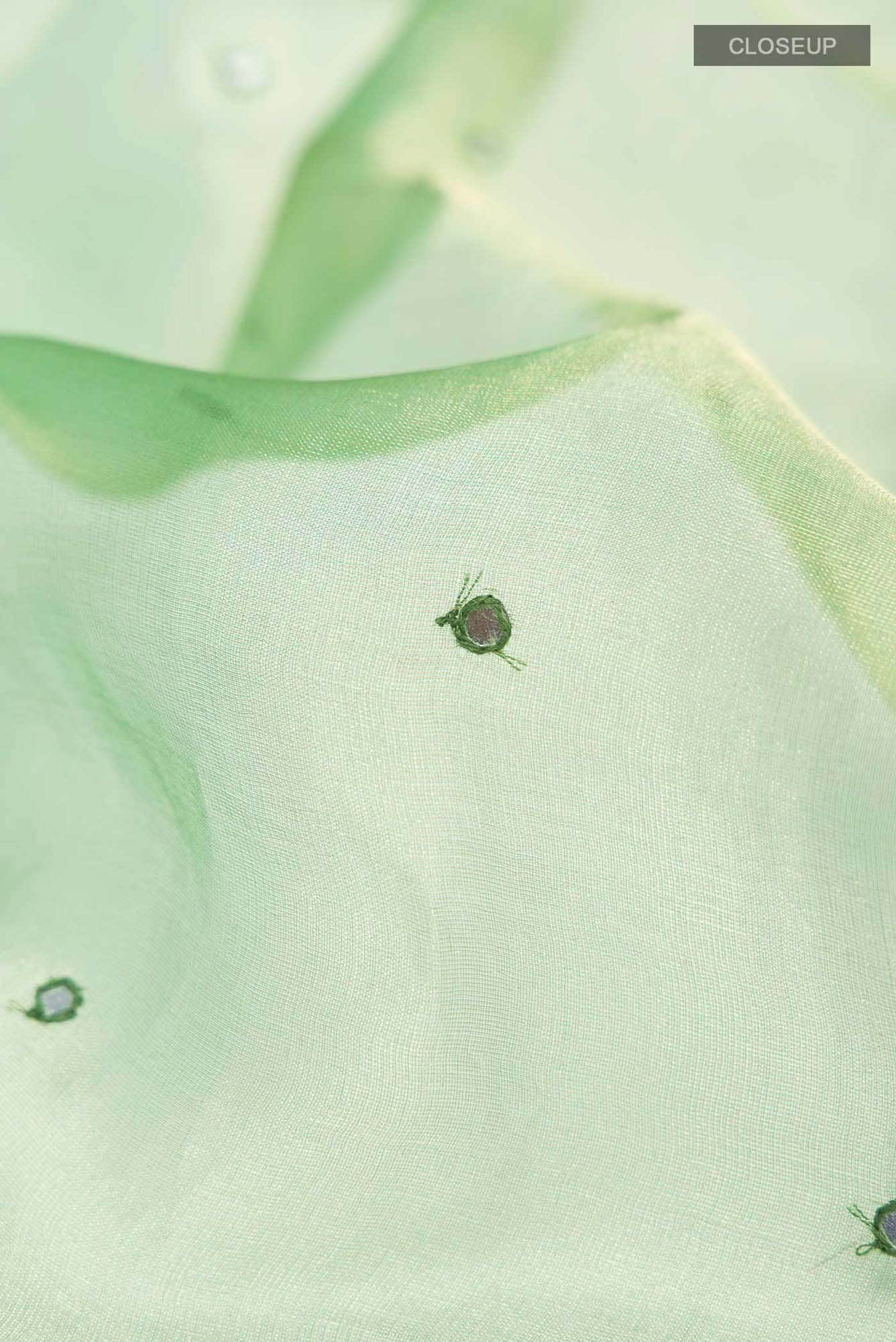 Green Organza Silk Saree - Image 2