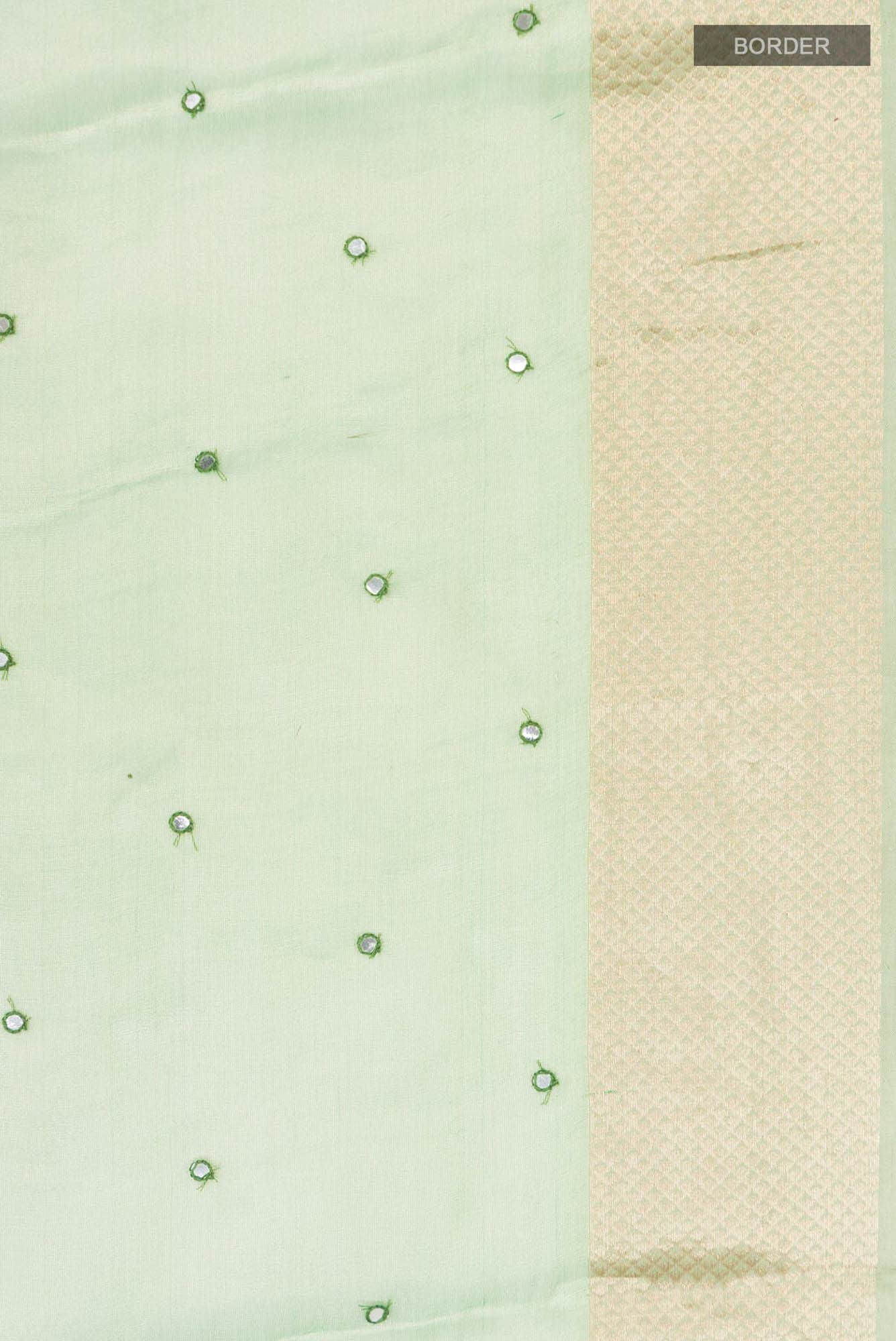 Green Organza Silk Saree - Image 4