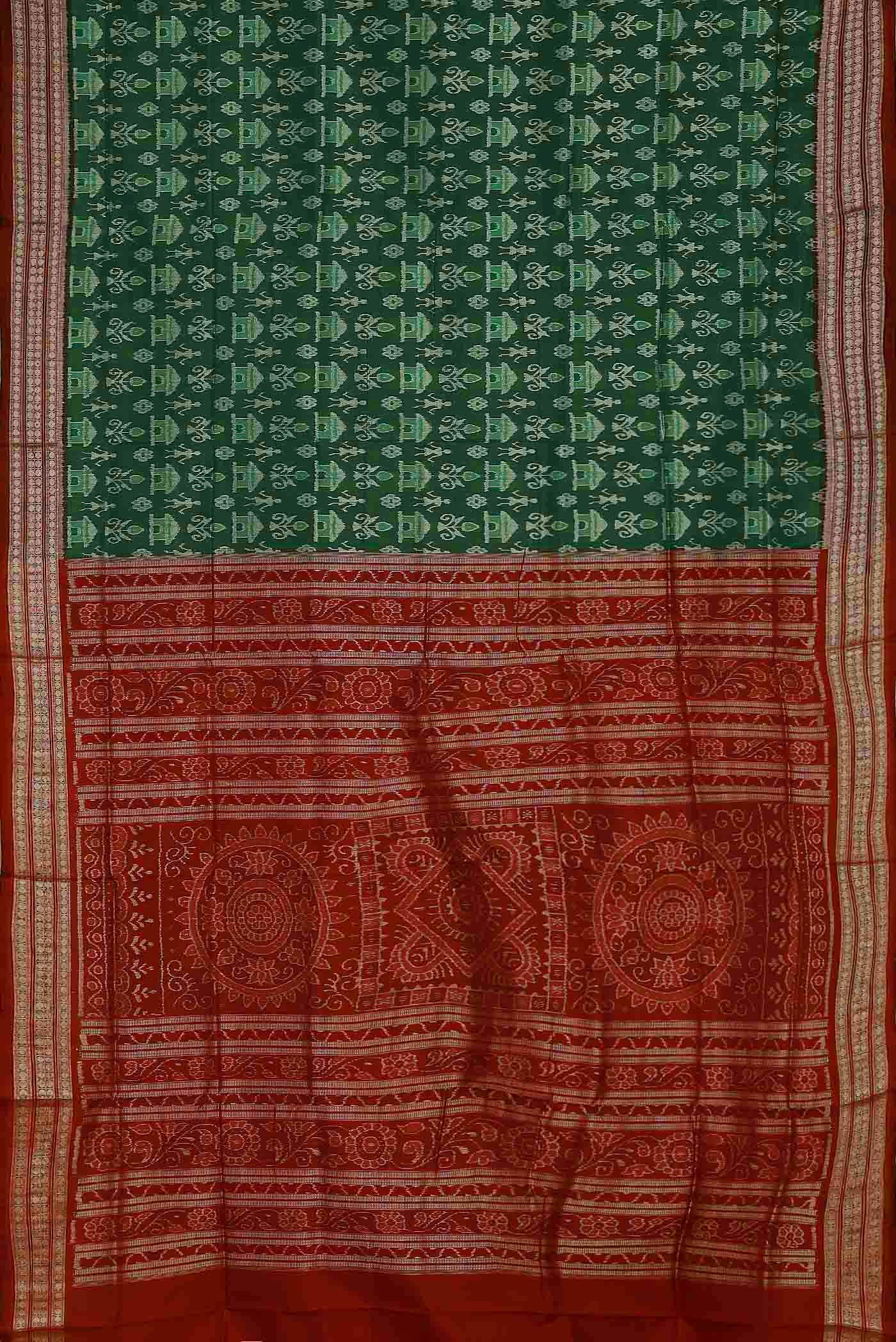 Green Orissa Silk Saree - Image 4