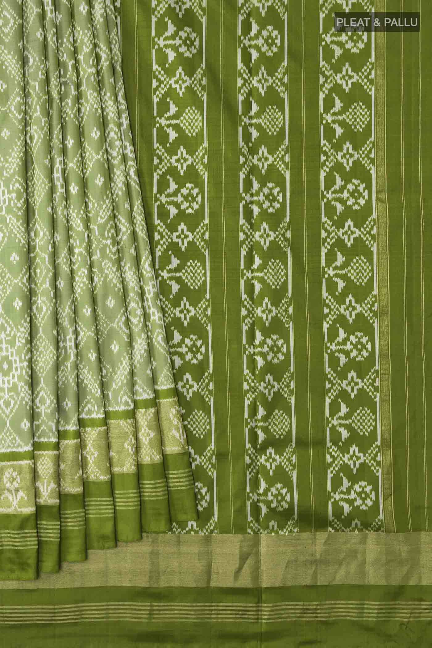 Green Pochampally Silk Saree - Image 4