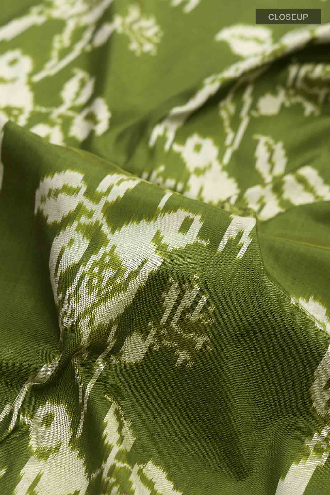 Green Pochampally Silk Saree - Image 2