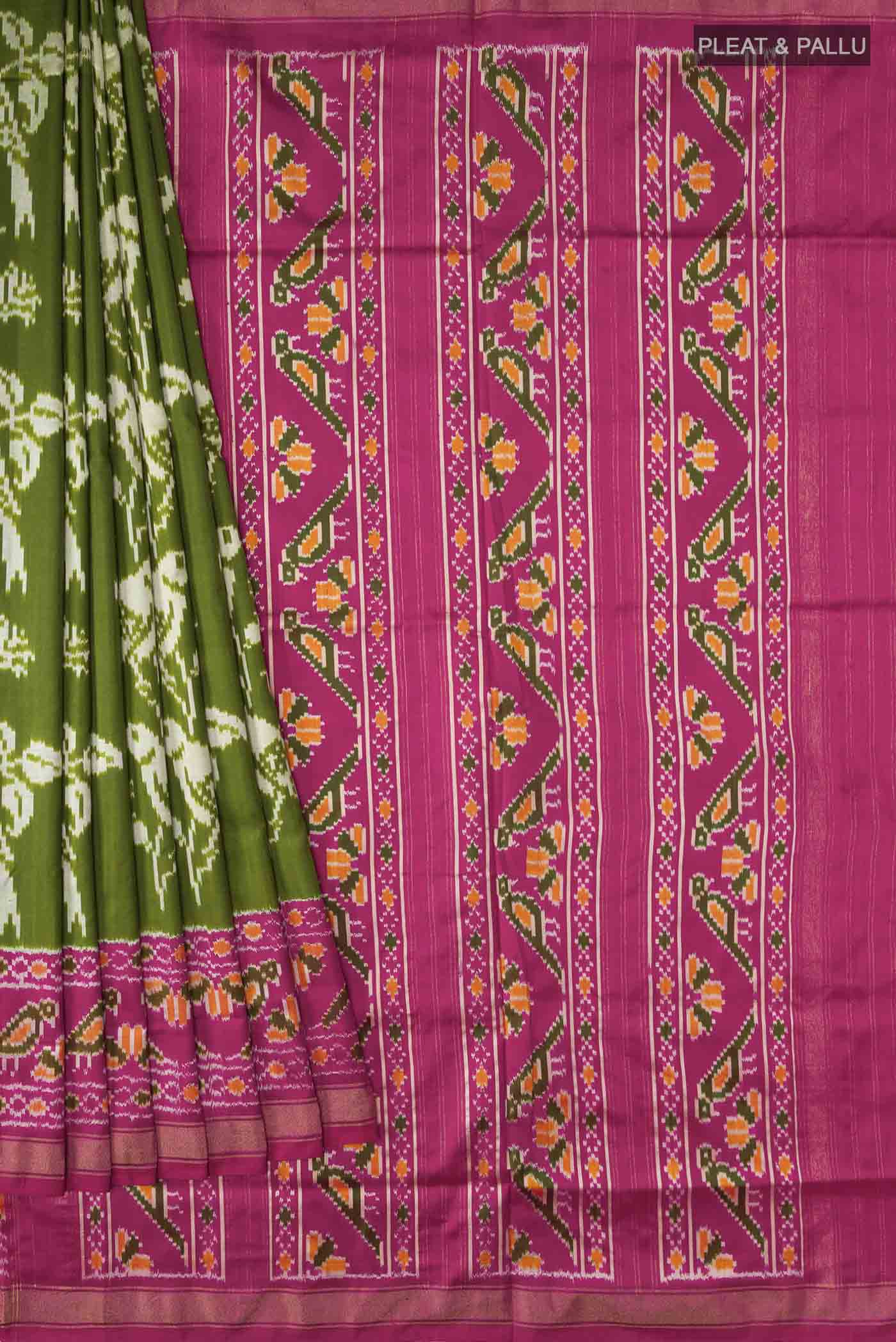 Green Pochampally Silk Saree - Image 4