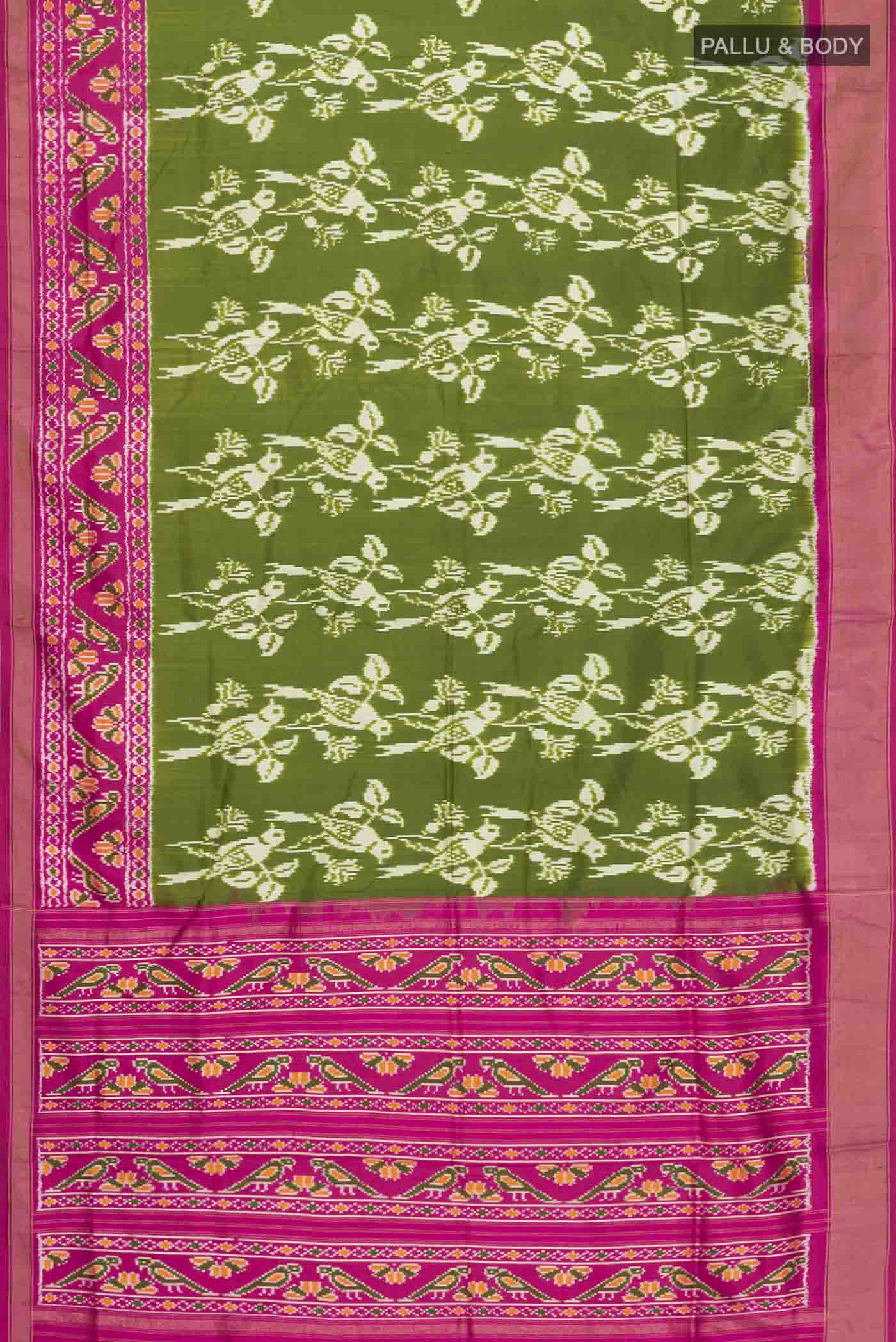 Green Pochampally Silk Saree - Image 6