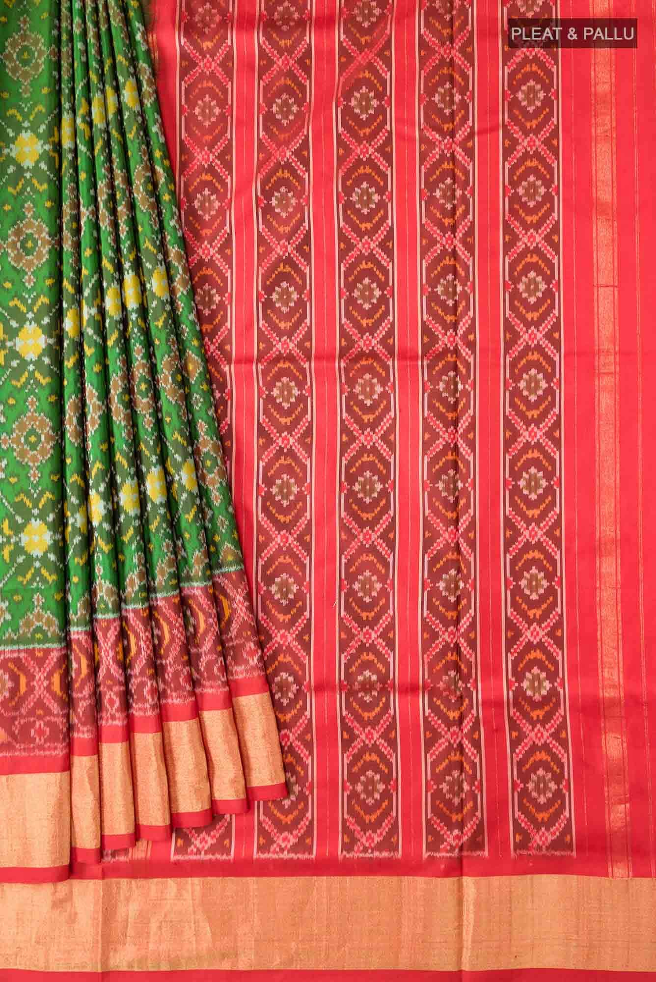 Green Pochampally Silk Saree - Image 2