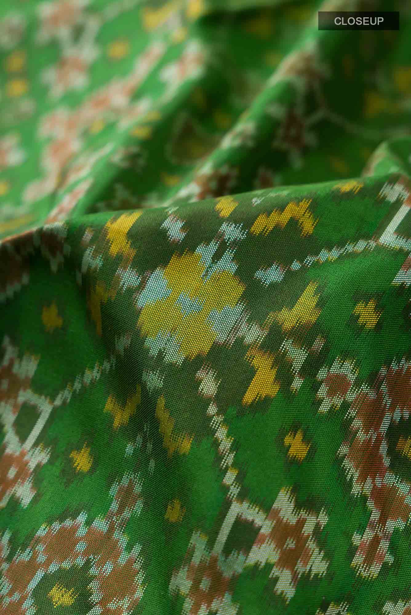 Green Pochampally Silk Saree - Image 3