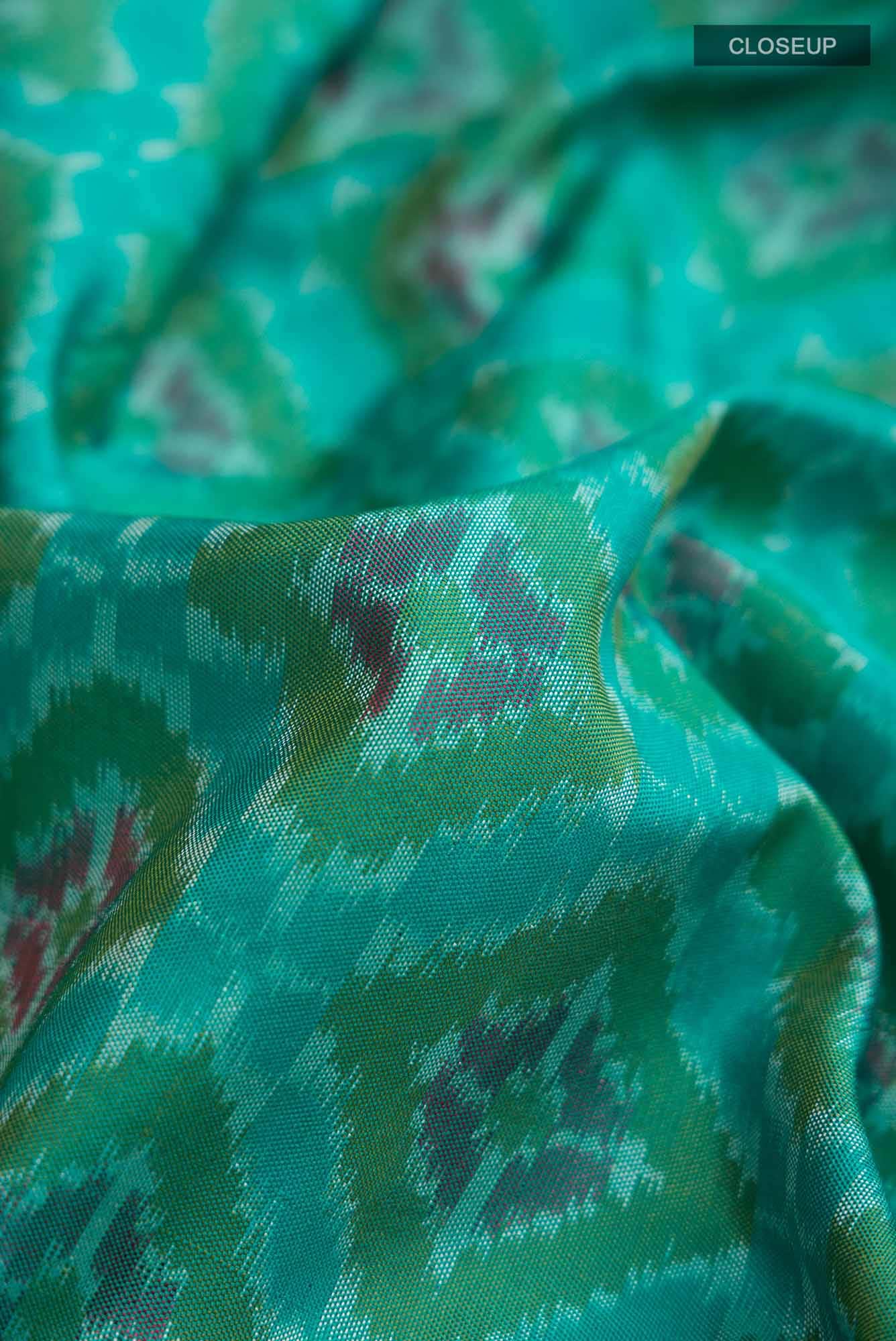 Green Pochampally Silk Saree - Image 3