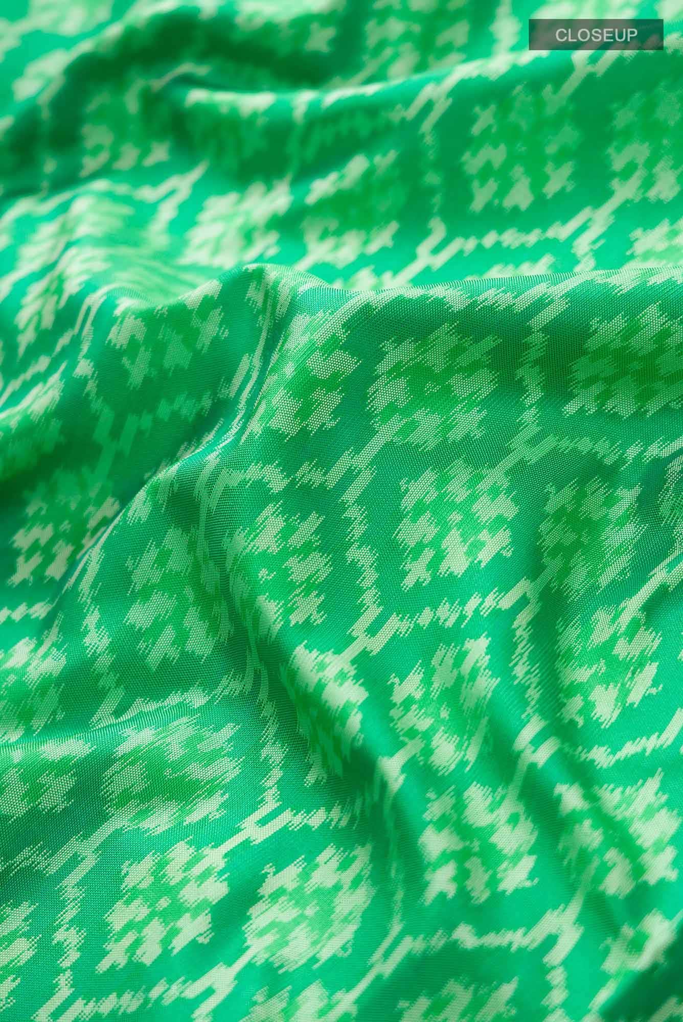 Green Pochampally Silk Saree - Image 3