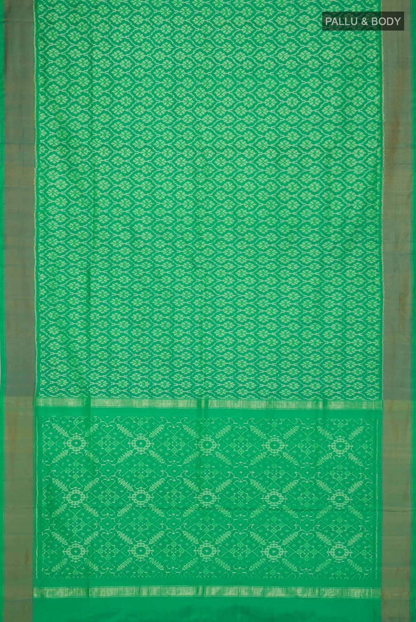 Green Pochampally Silk Saree - Image 4