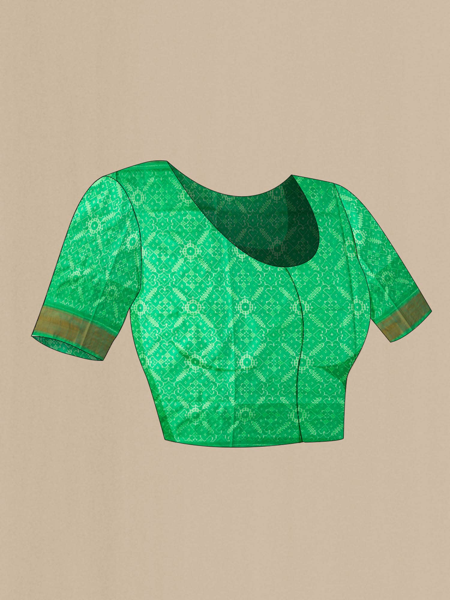 Green Pochampally Silk Saree - Image 6