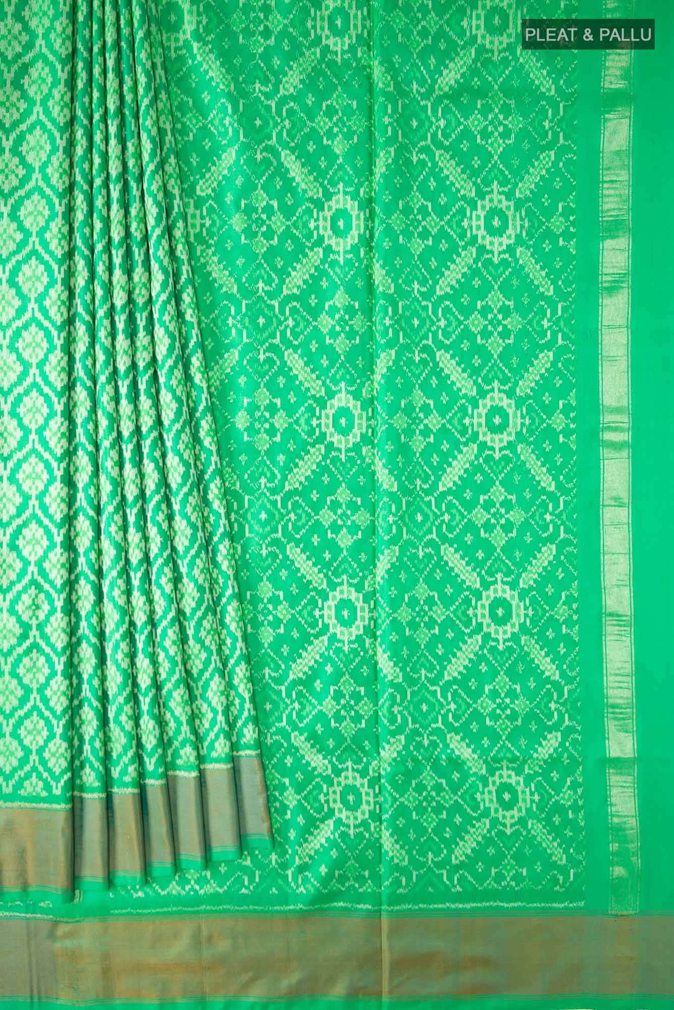 Green Pochampally Silk Saree - Image 8