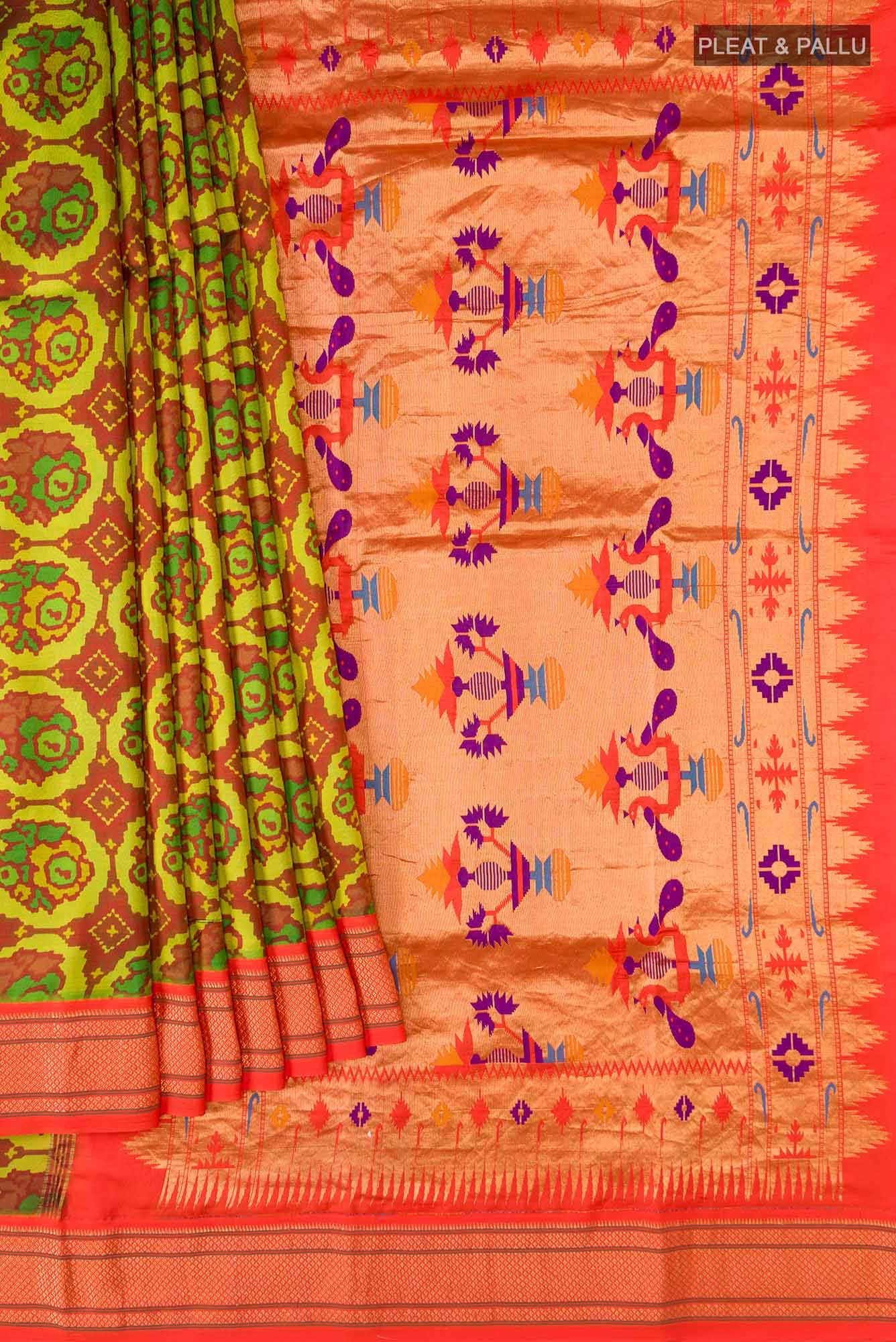 Green Printed Silk Saree - Image 2