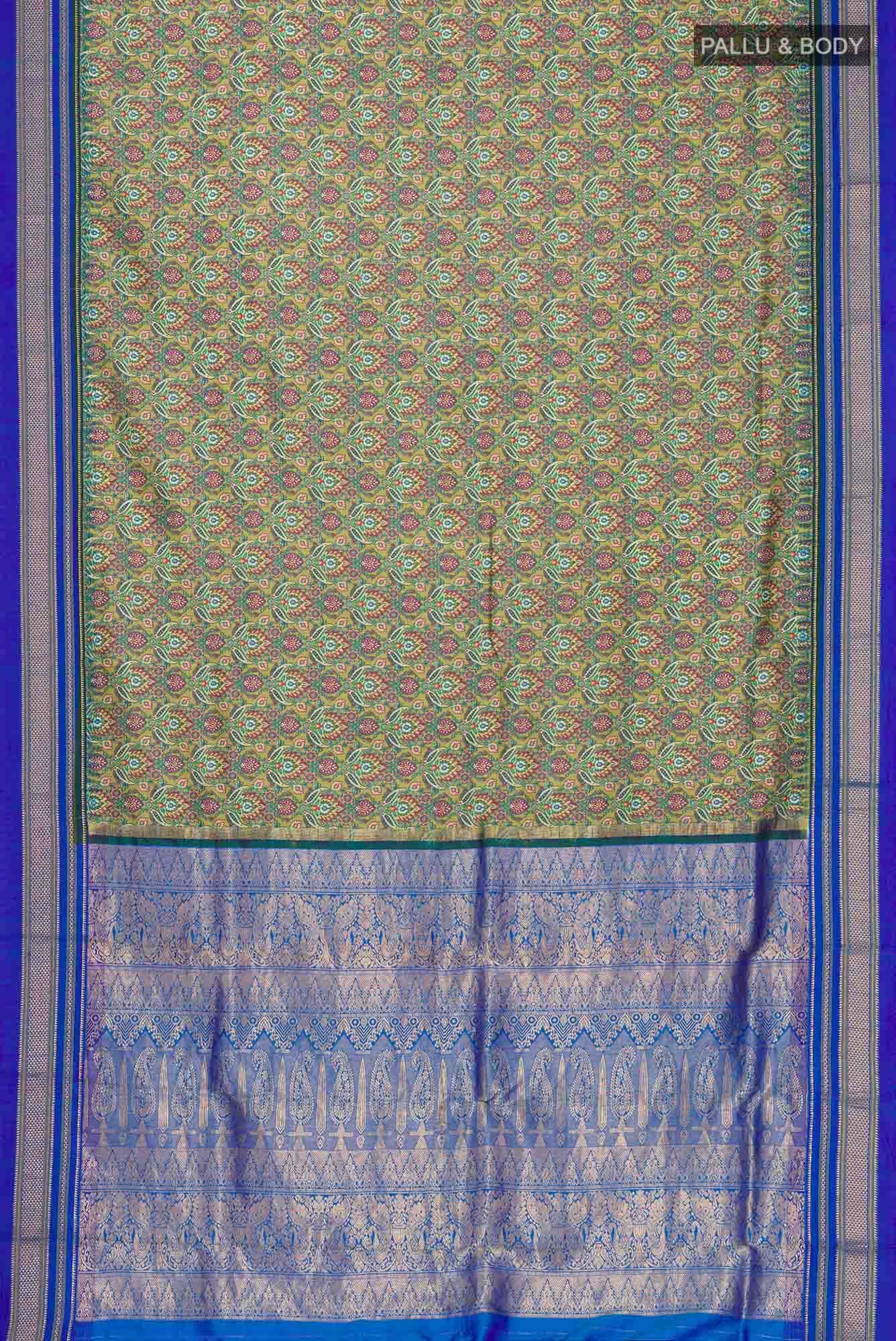 Green Printed Silk Saree - Image 4