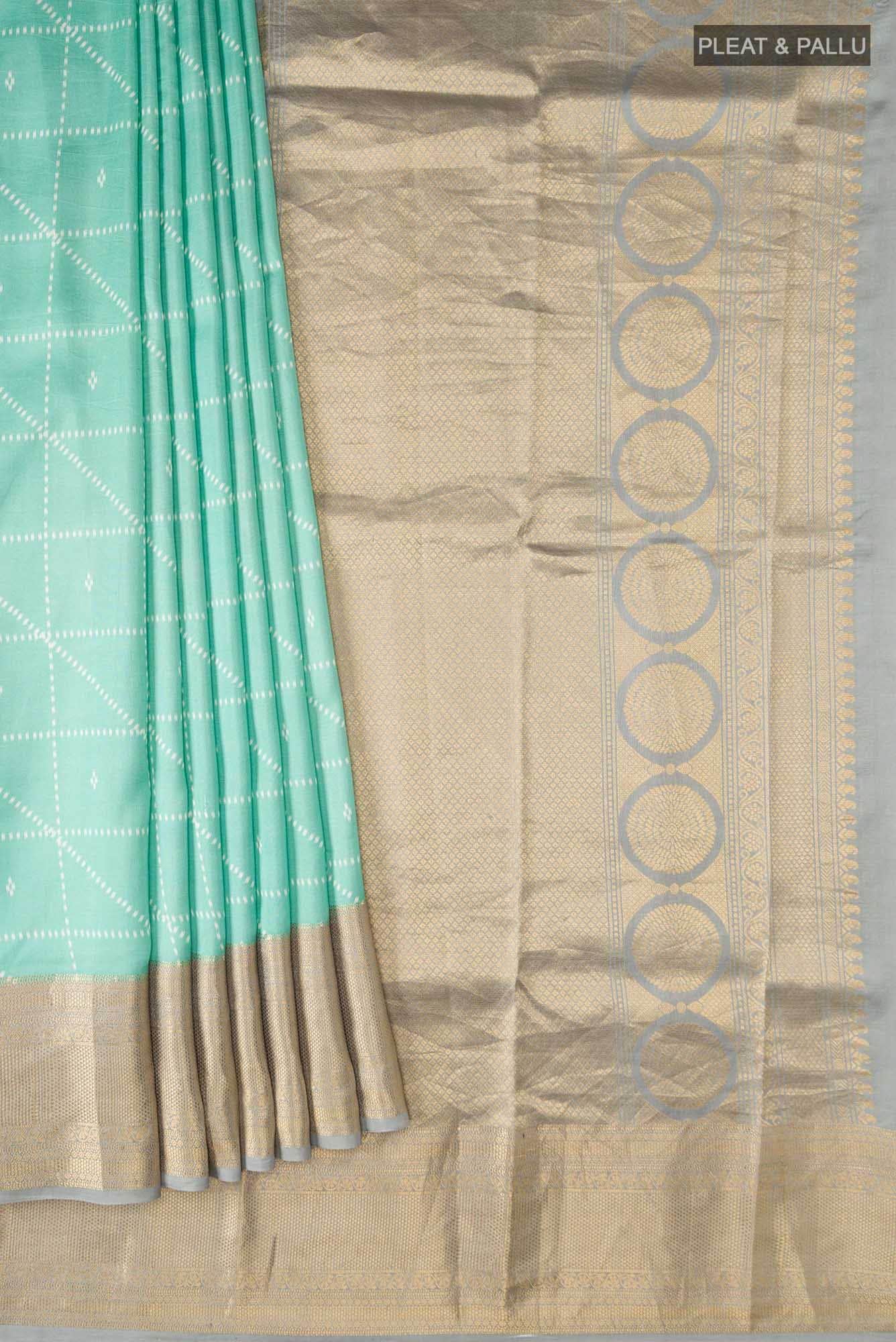 Green Printed Silk Saree - Image 2