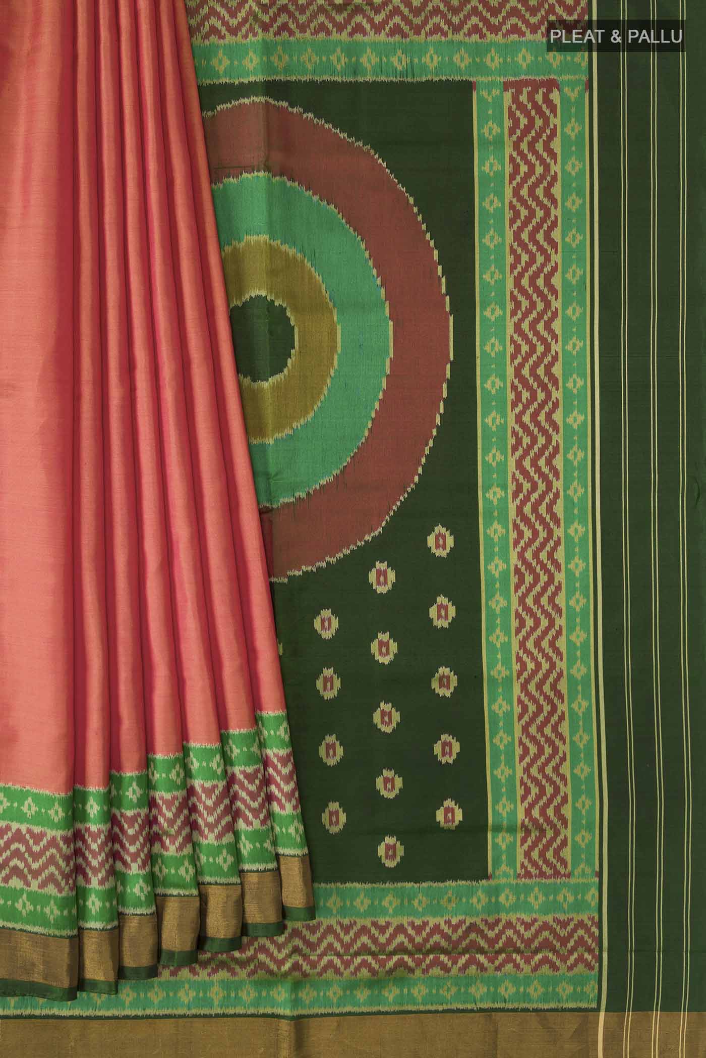 Green Rajkot Patola Silk Saree - Image 4