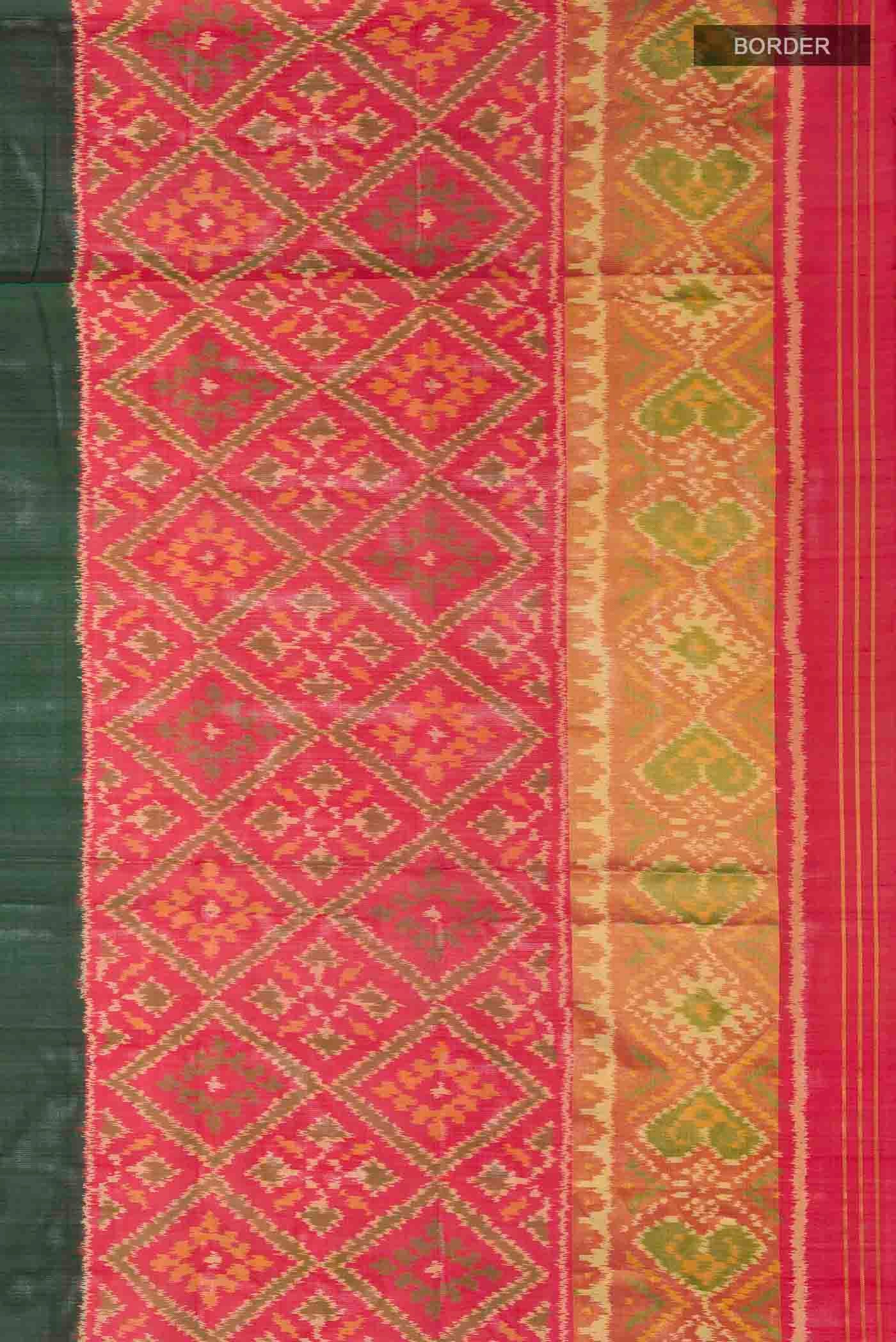 Green Rajkot Patola Silk Saree - Image 3