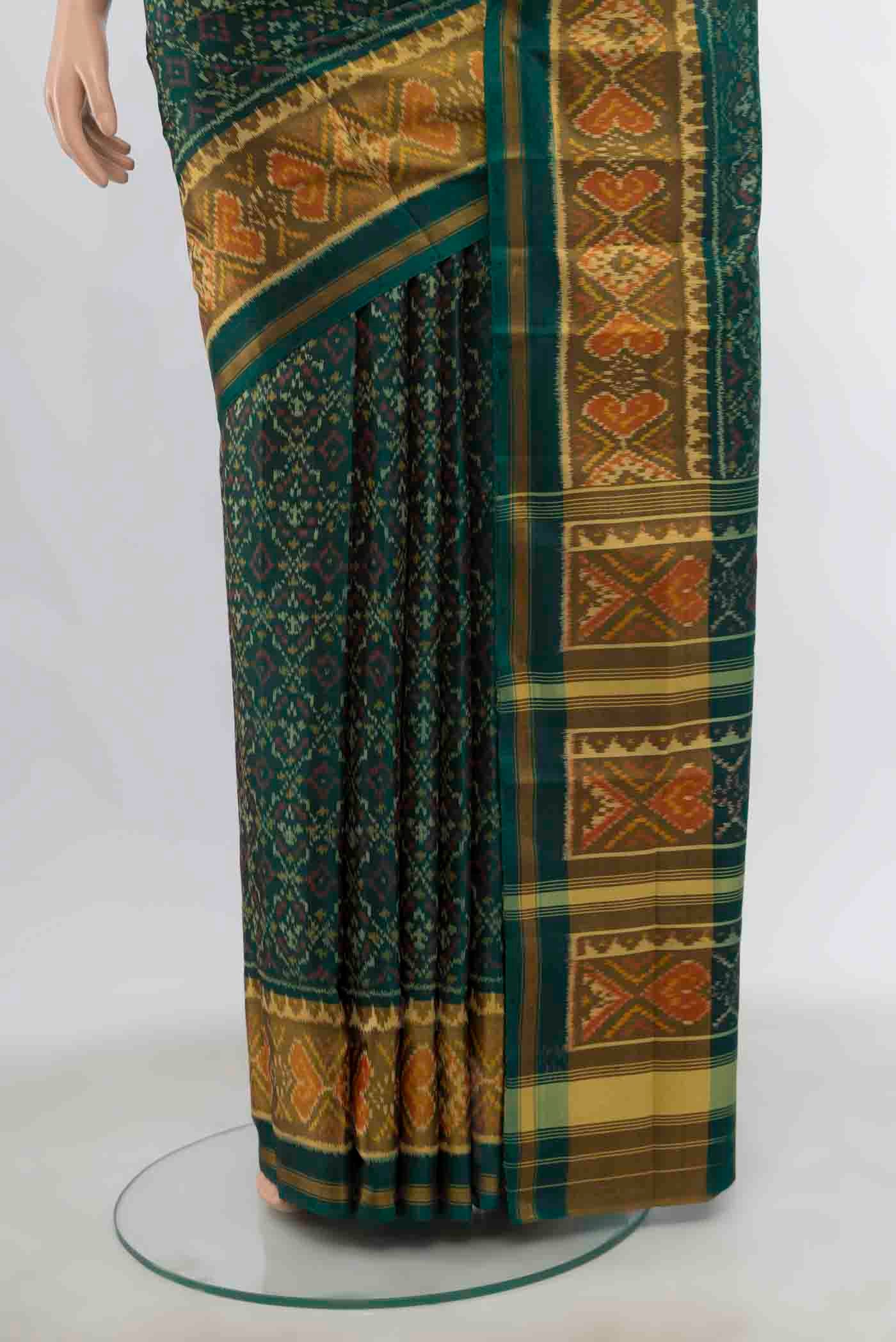 Green Rajkot Patola Silk Saree - Image 3