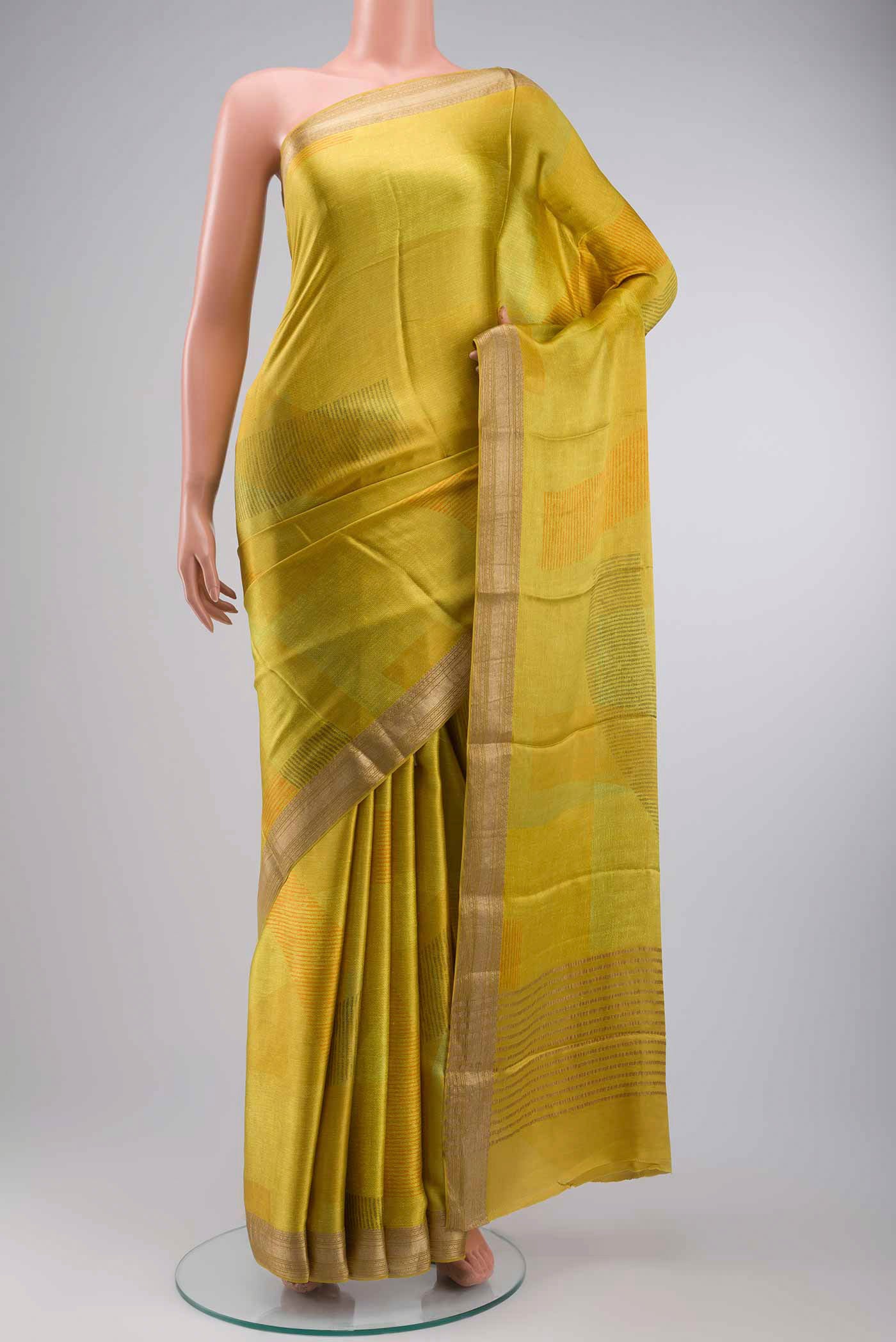 Green Satin Silk Saree