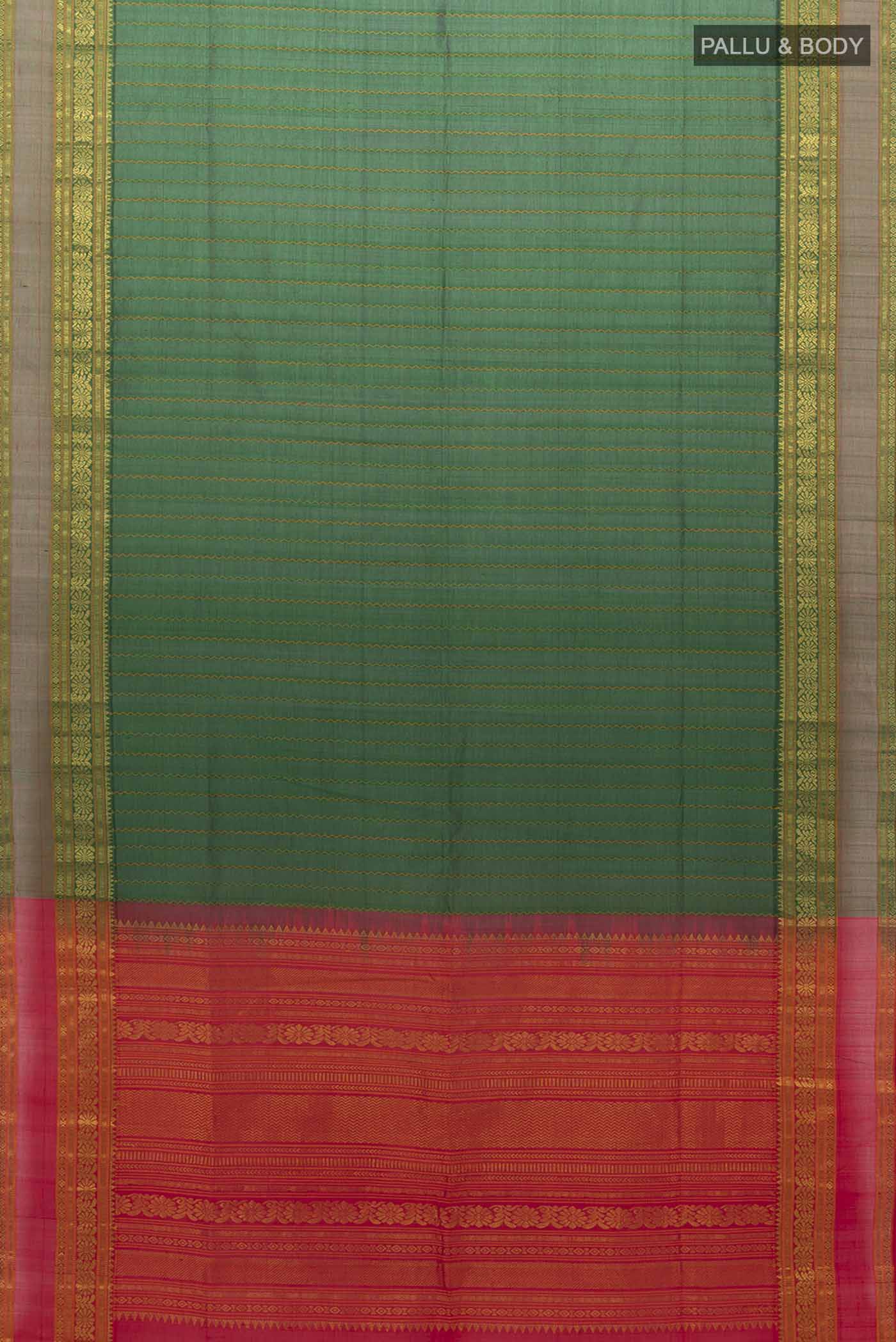 Green Silk Cotton Saree - Image 5